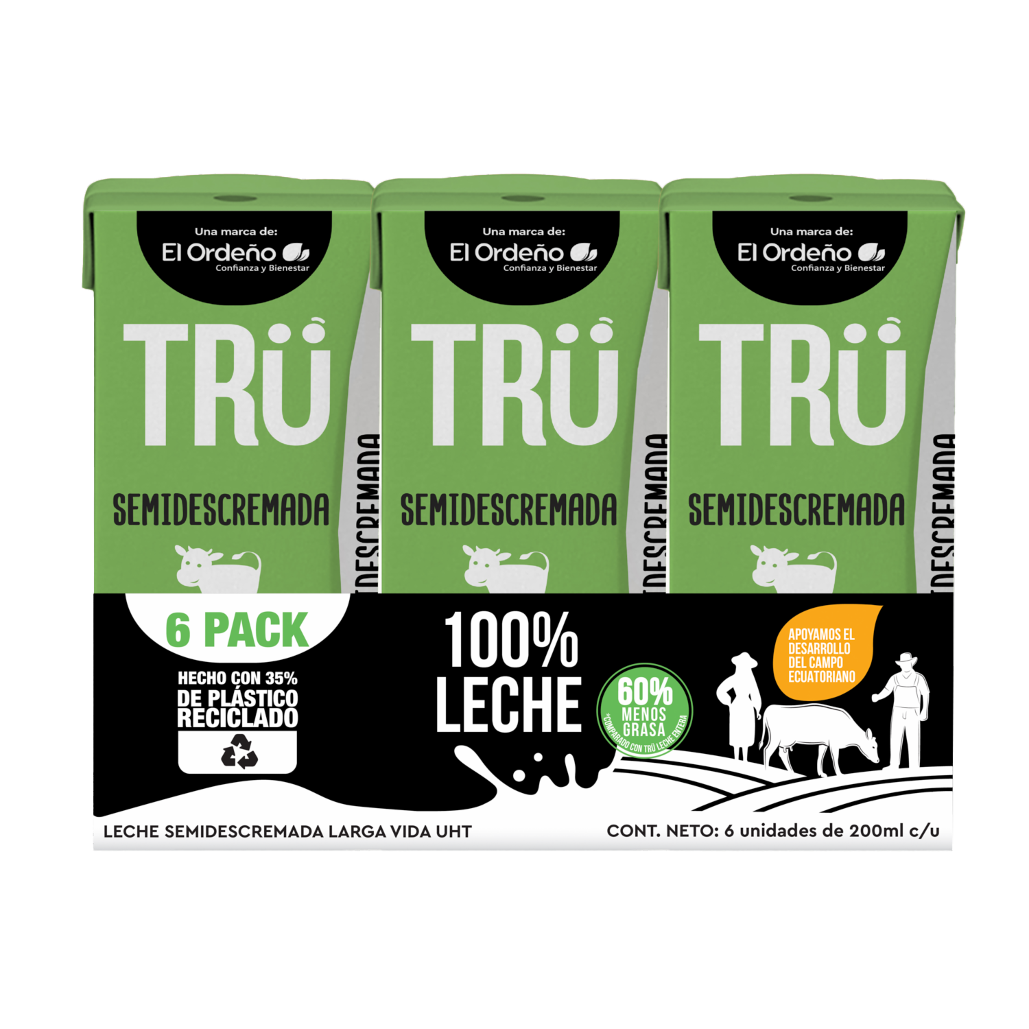 Leche Semidescremada Larga Vida Uht TRÜ 6 Pack X 200 Ml