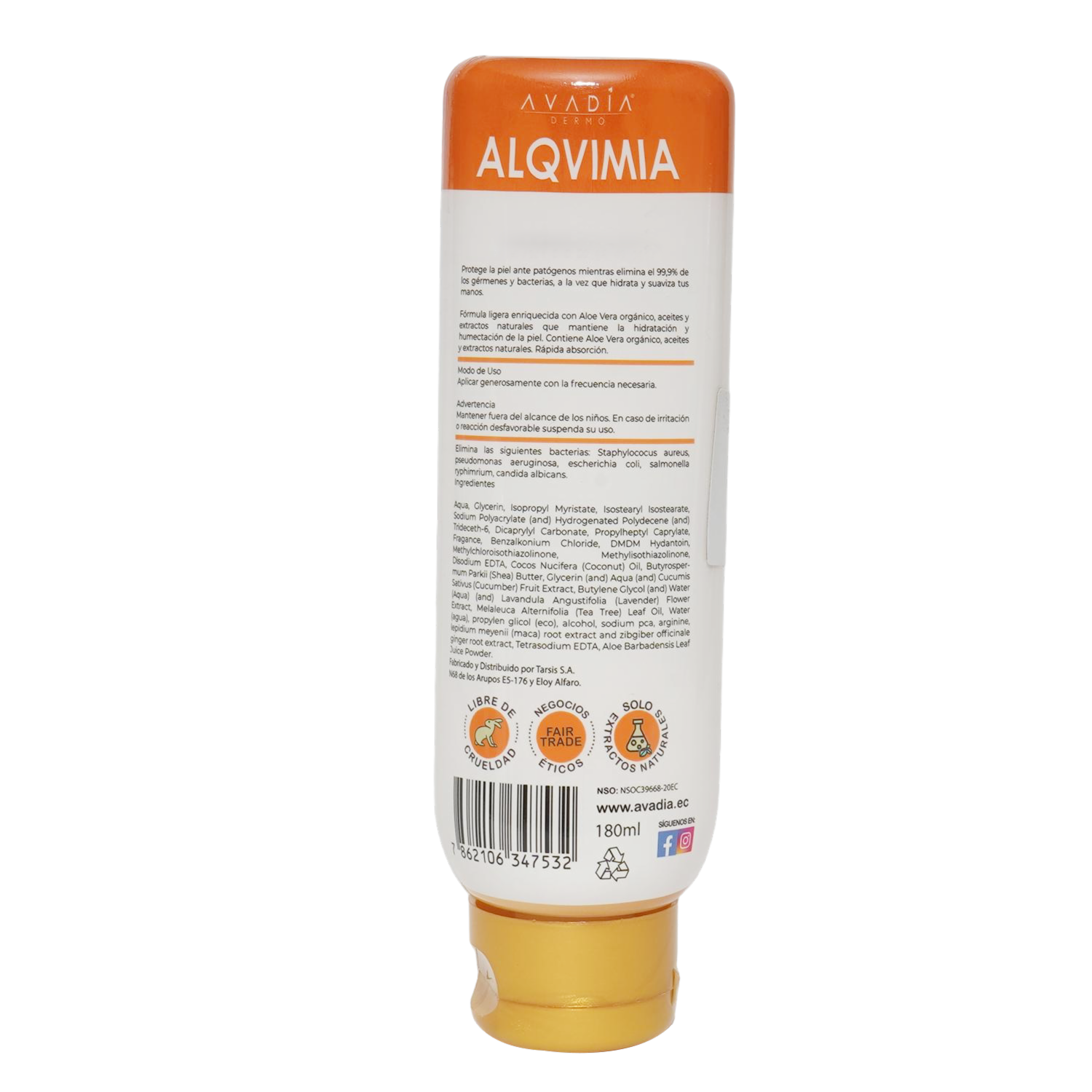 Crema Corporal Hidratante Anti Bacterial AVADÍA Presentación De 180 Ml