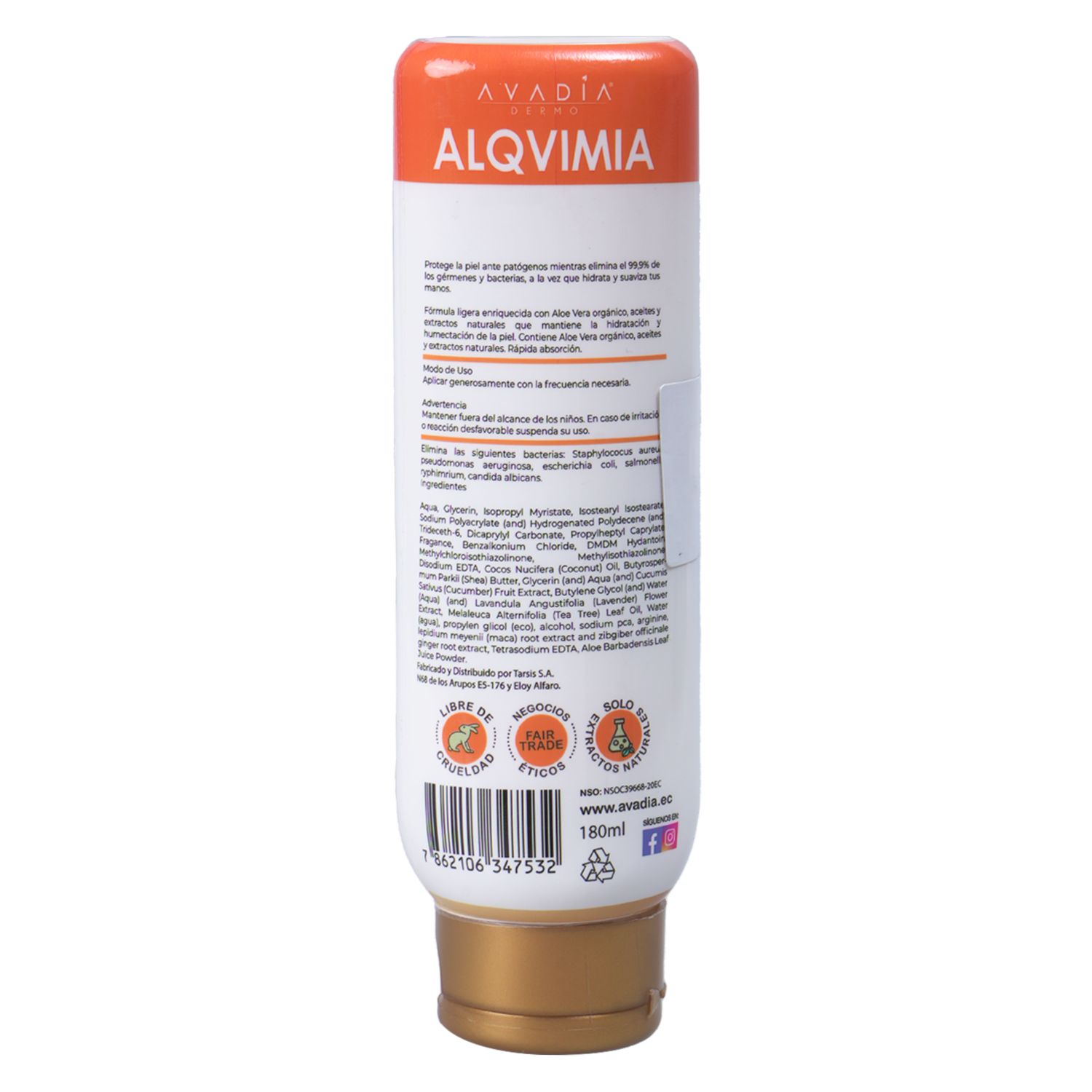 Crema Corporal Hidratante Anti Bacterial AVADÍA Presentación De 180 Ml