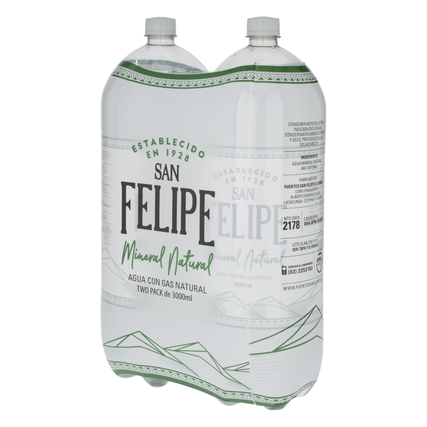 Agua Con Gas Two Pack SAN FELIPE 2 X 3000 Ml