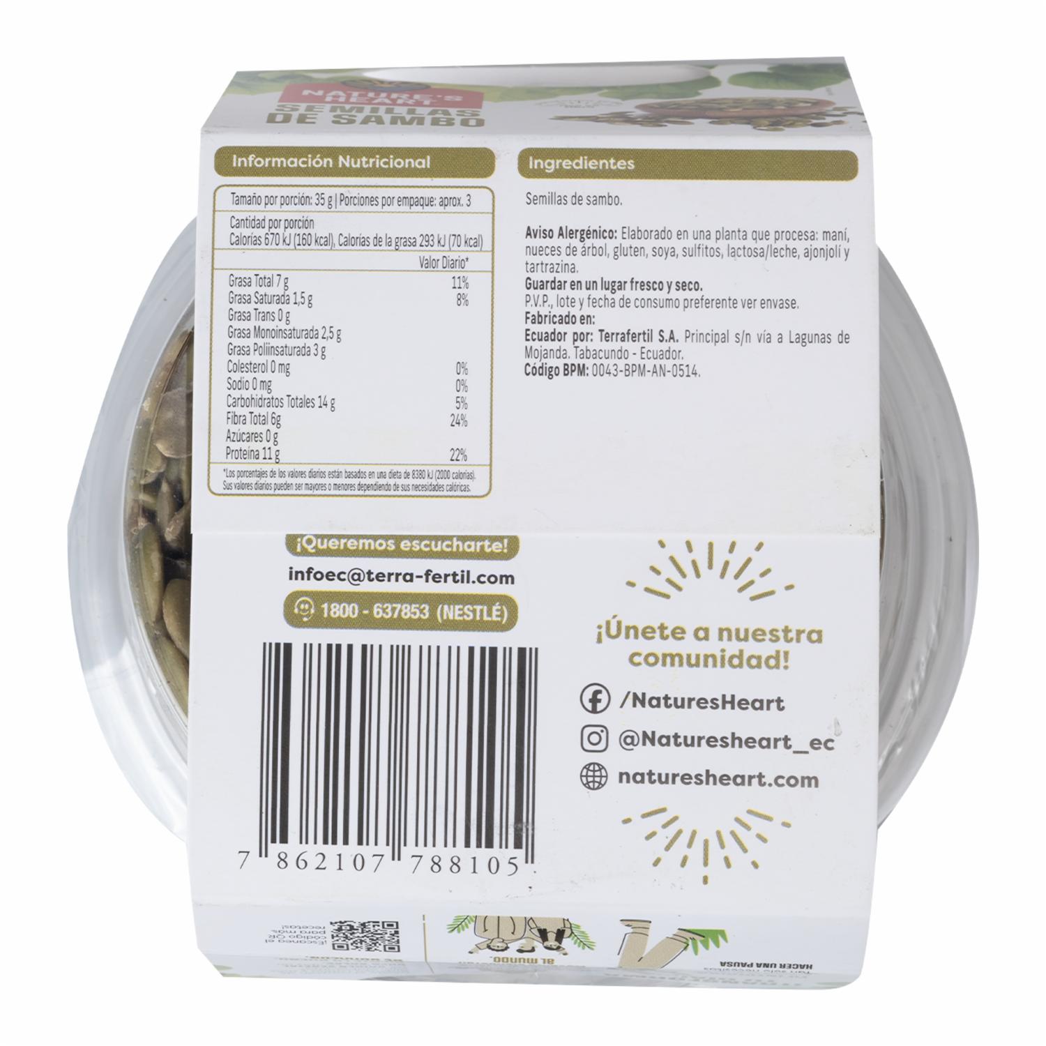 Semillas De Sambo NATURE´S HEART 120 G