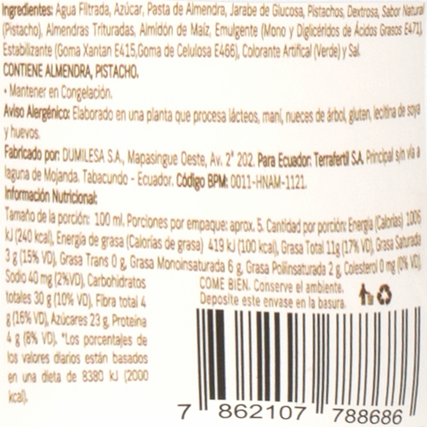 Helado Vegetal Pistacho NATURE´S HEART 450 Ml