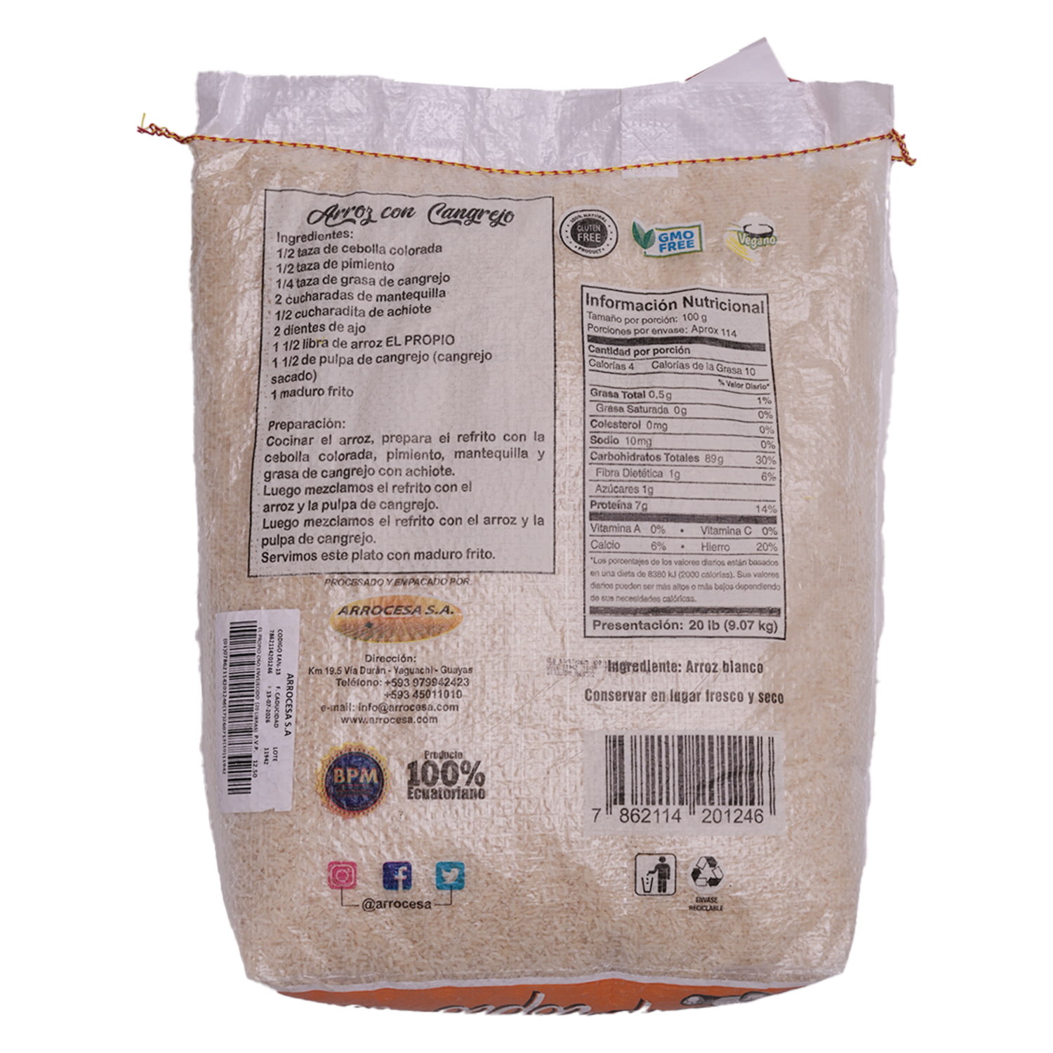 Arroz Blanco Envejecido EL PROPIO 20 Libras