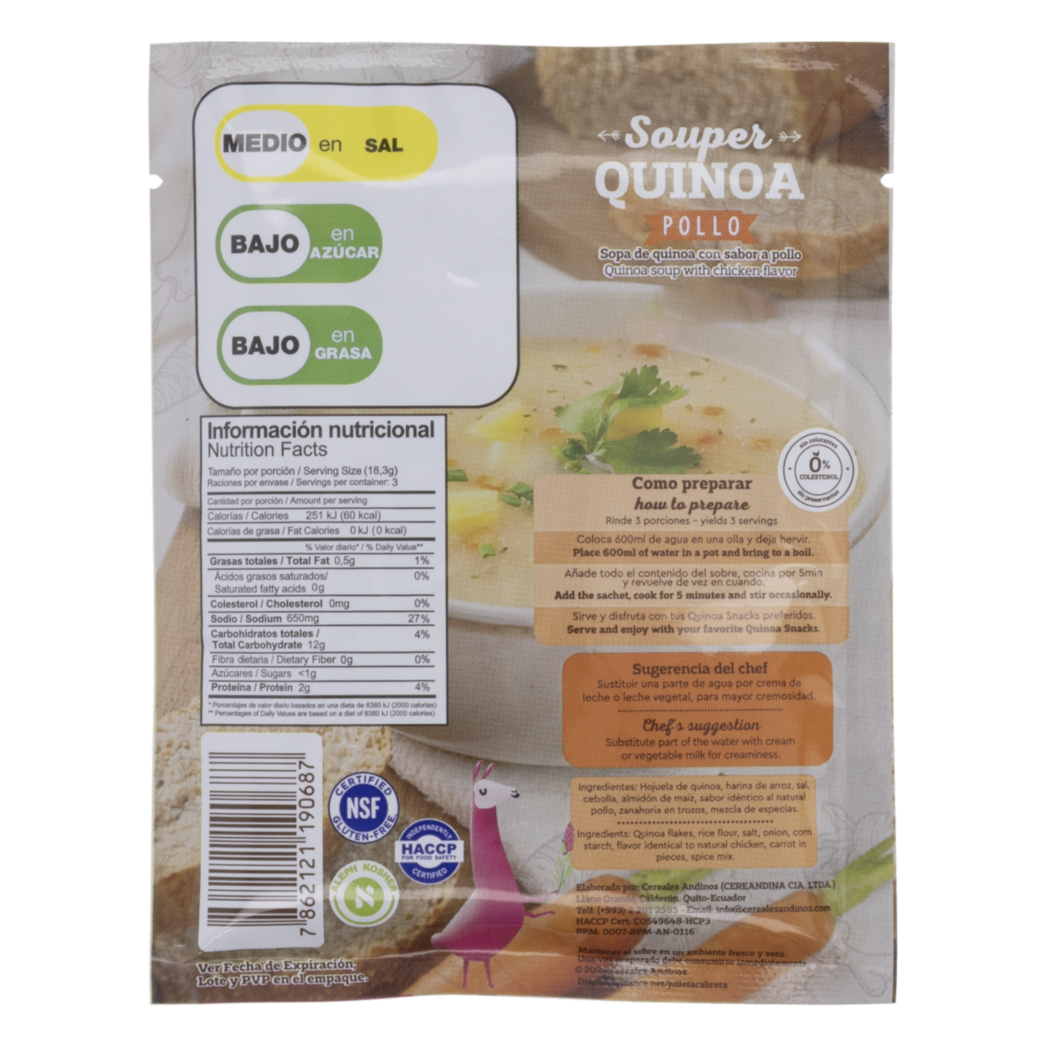 Sopa De Quinua Sabor A Pollo CEREALES ANDINOS 55 G
