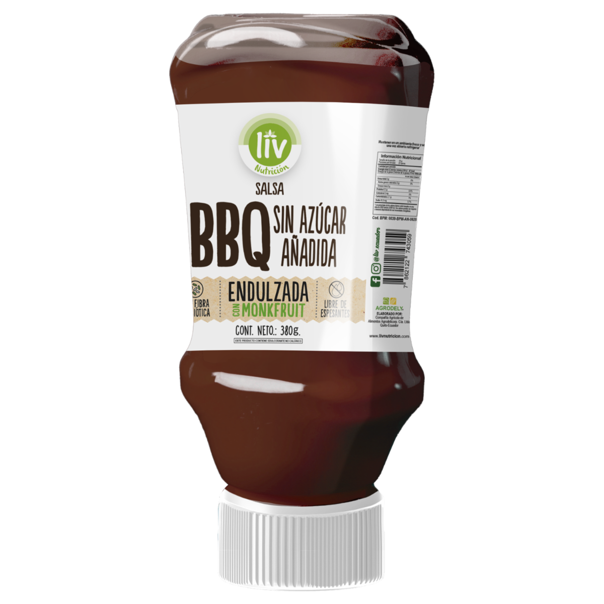 Salsa Bbq Endulzada Con Monkfruit LIV 380 G