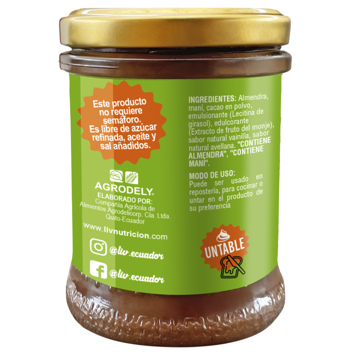 Crema De Almendra Con Maní Y Cacao LIV NUTRICIÓN 120 G