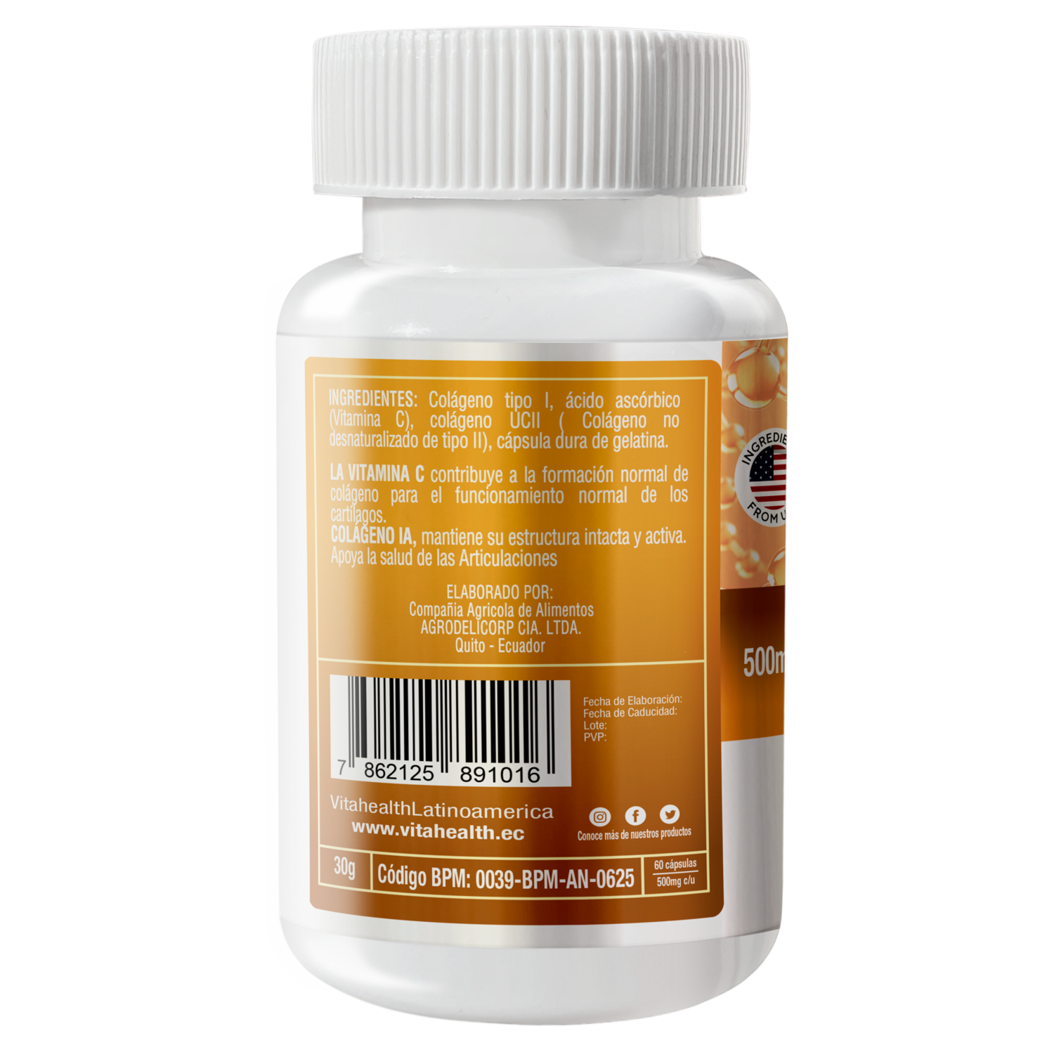 Suplemento Colágeno Tipo UC II Y Vitamina C VITAHEALTH 30 G