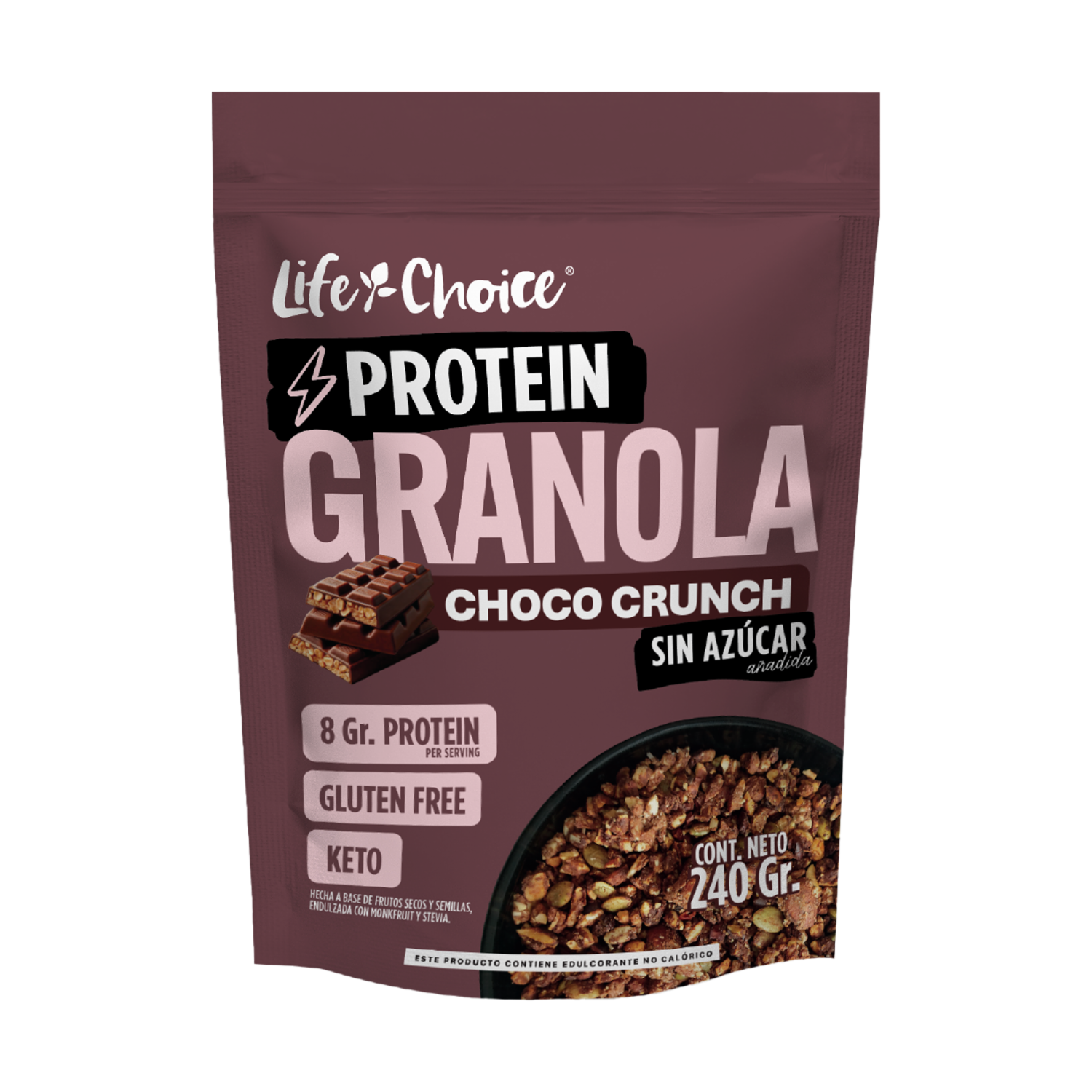 Granola Protein Choco Crunch Sin Gluten LIFE CHOICE 240 G