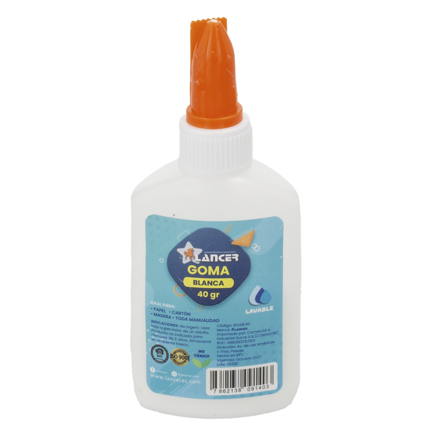 Goma Escolar Blanca LANCER 40 G