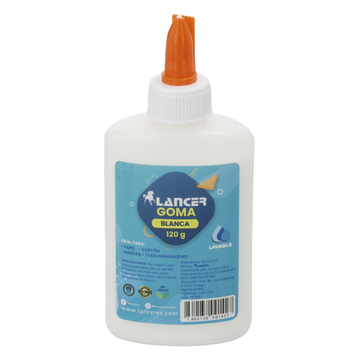 Goma Escolar Blanca LANCER 120 G