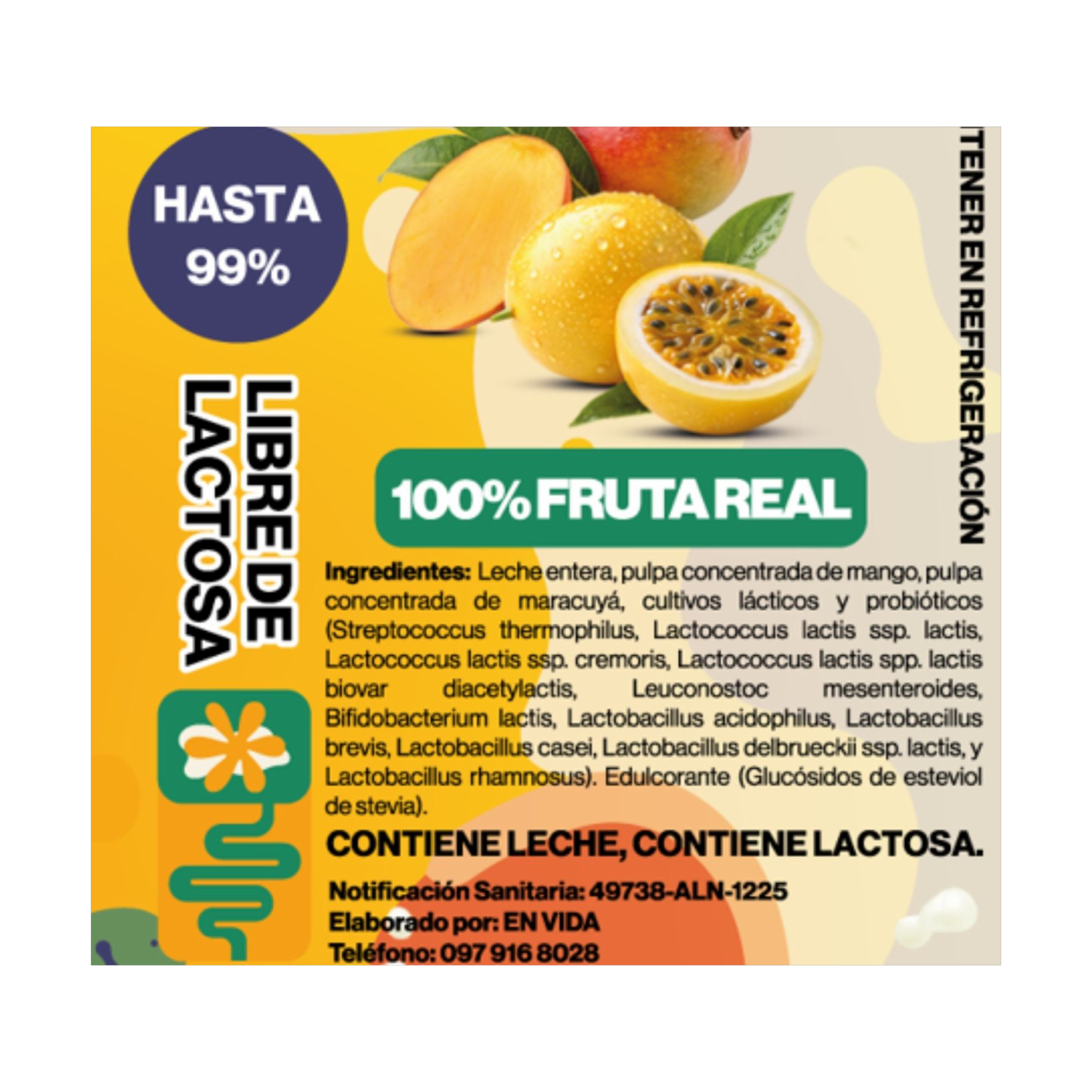 Kéfir Kids Bebida Probiótica Mango Maracuyá EN VIDA 200 Ml