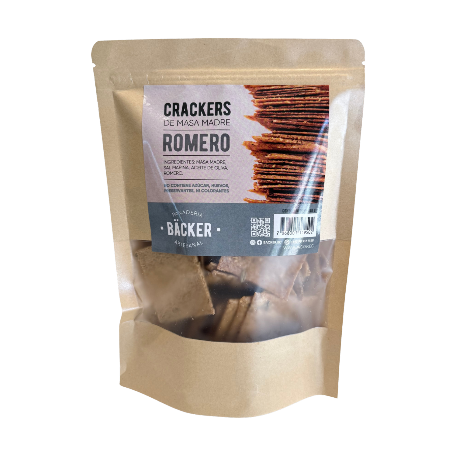Crackers De Masa Madre Sabor Romero BÄCKER PANADERÍA ARTESANAL 140 G