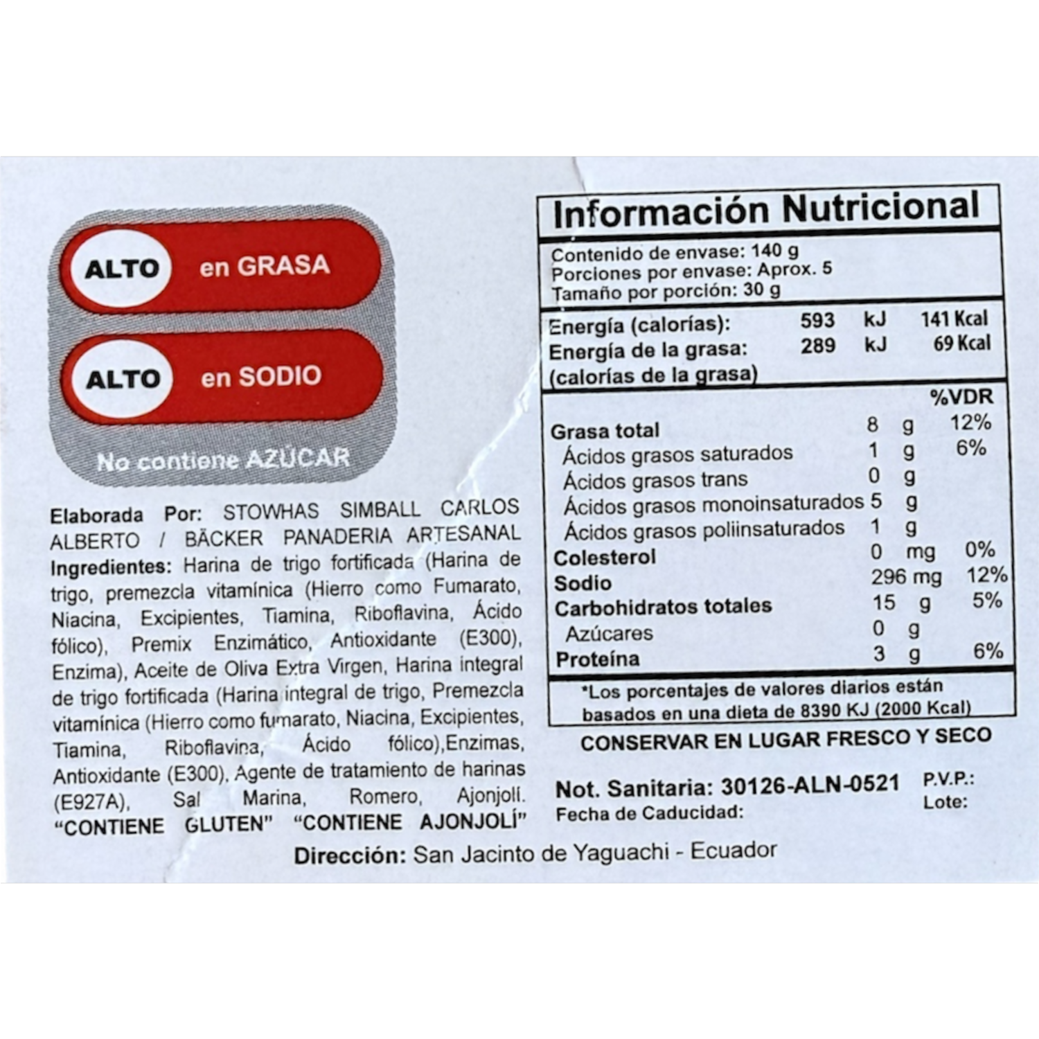 Crackers De Masa Madre Sabor Romero BÄCKER PANADERÍA ARTESANAL 140 G