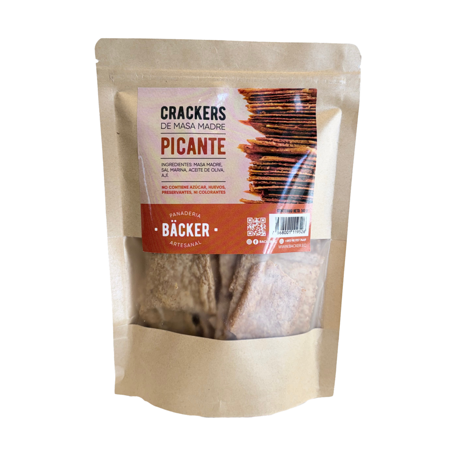 Crackers De Masa Madre Sabor Picante BÄCKER PANADERÍA ARTESANAL 140 G
