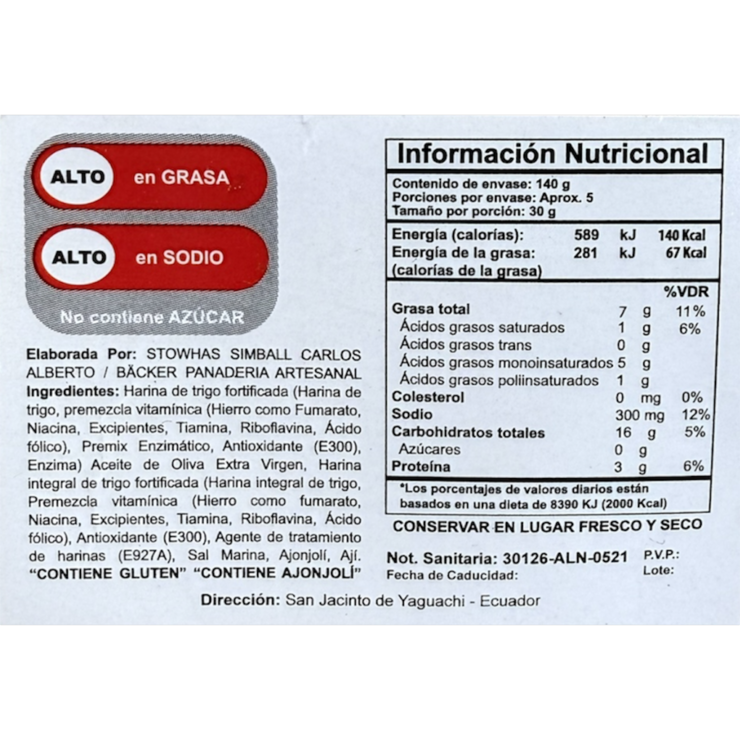 Crackers De Masa Madre Sabor Picante BÄCKER PANADERÍA ARTESANAL 140 G