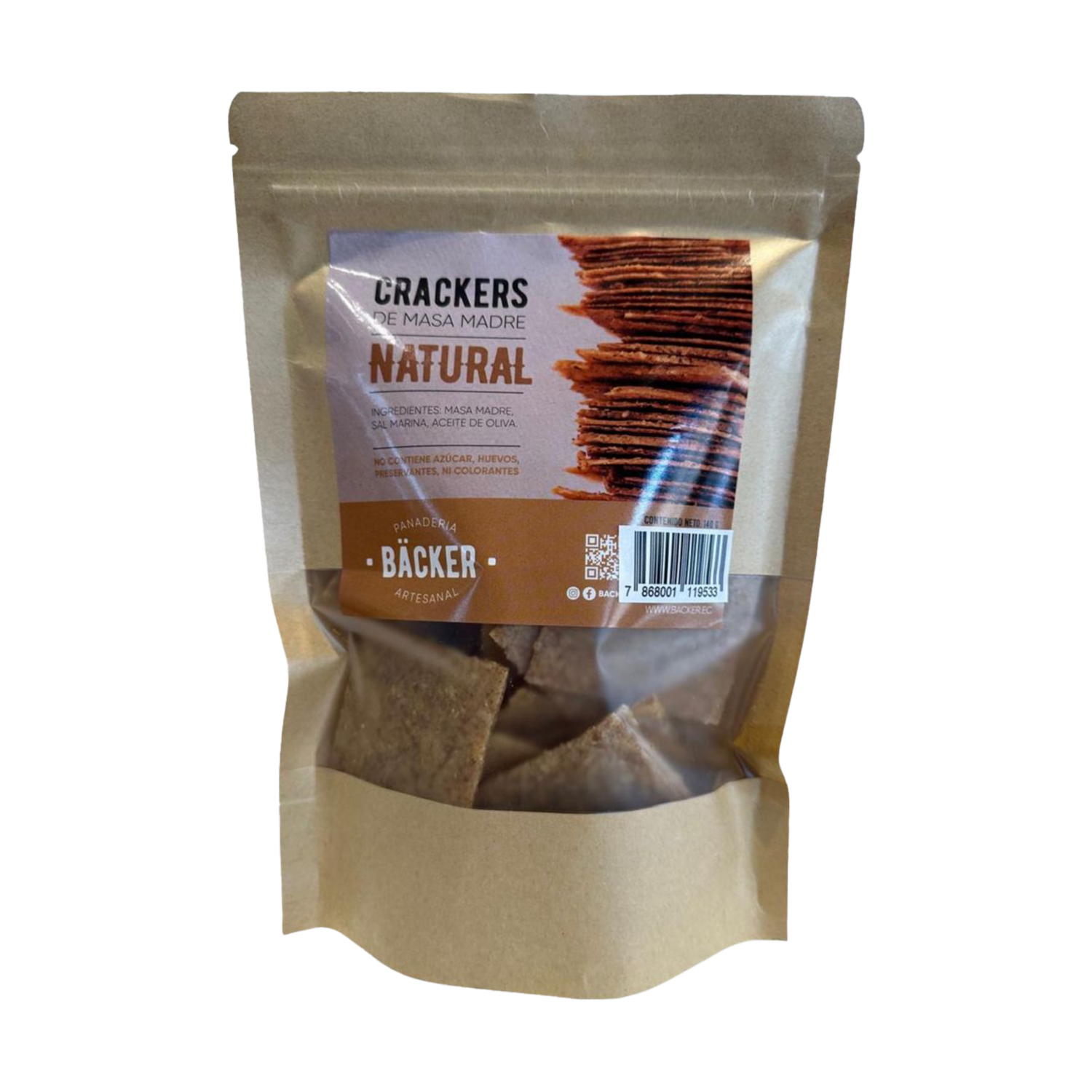 Crackers De Masa Madre Sabor Natural BÄCKER PANADERÍA ARTESANAL 140 G