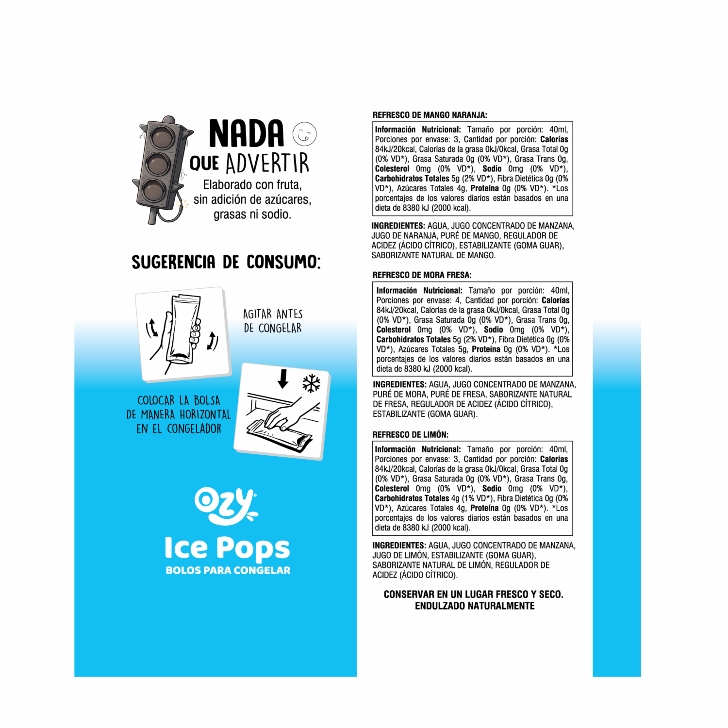 Bolos De Fruta Para Congelar Ice Pops Pack Verano OZY 10 X 40 Ml