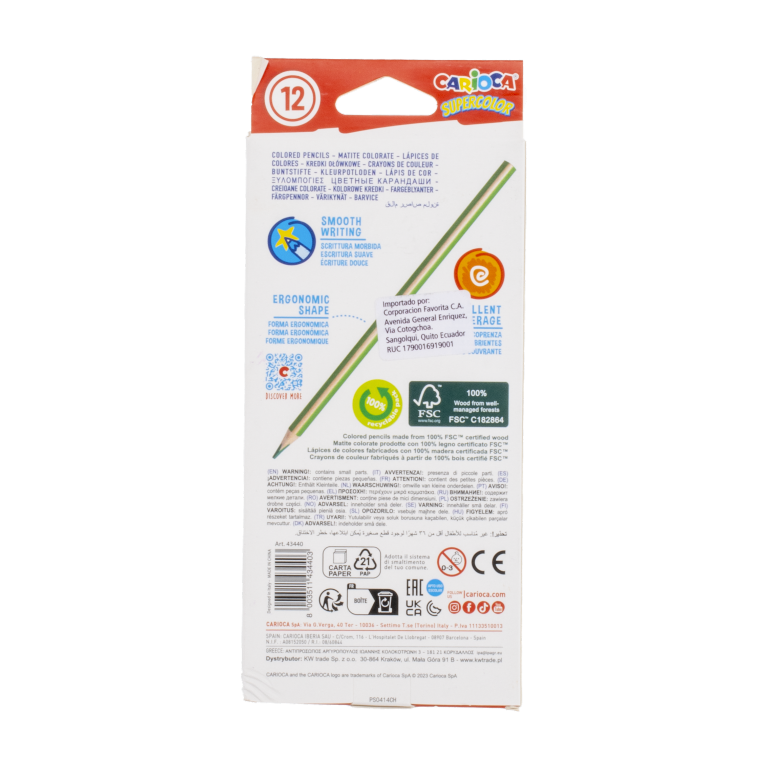 Lapices De Colores Triangular CARIOCA X 12 Uds
