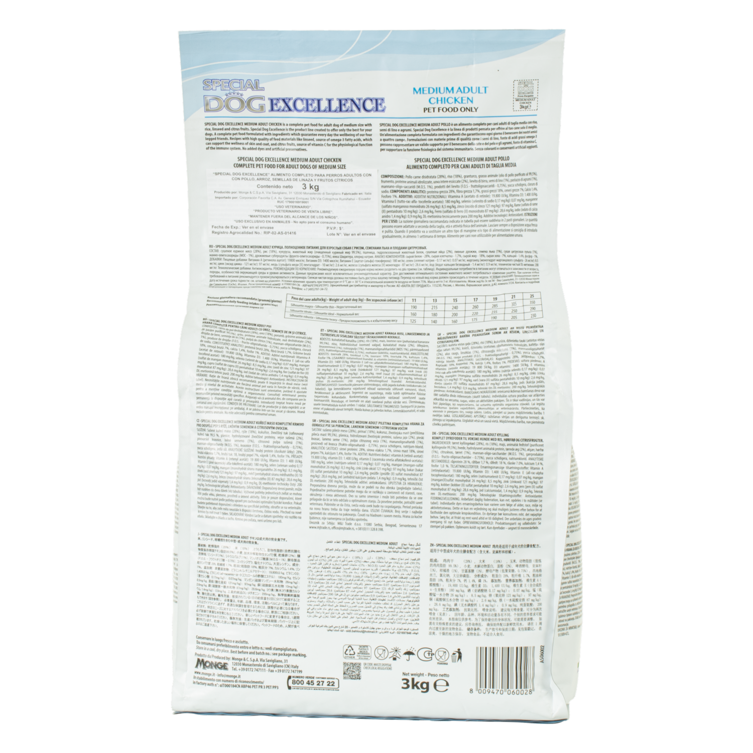Alimento Para Perros Adultos Razas Medianas Con Pollo Linaza Y Frutos Cítricos EXCELLENCE 3 Kg