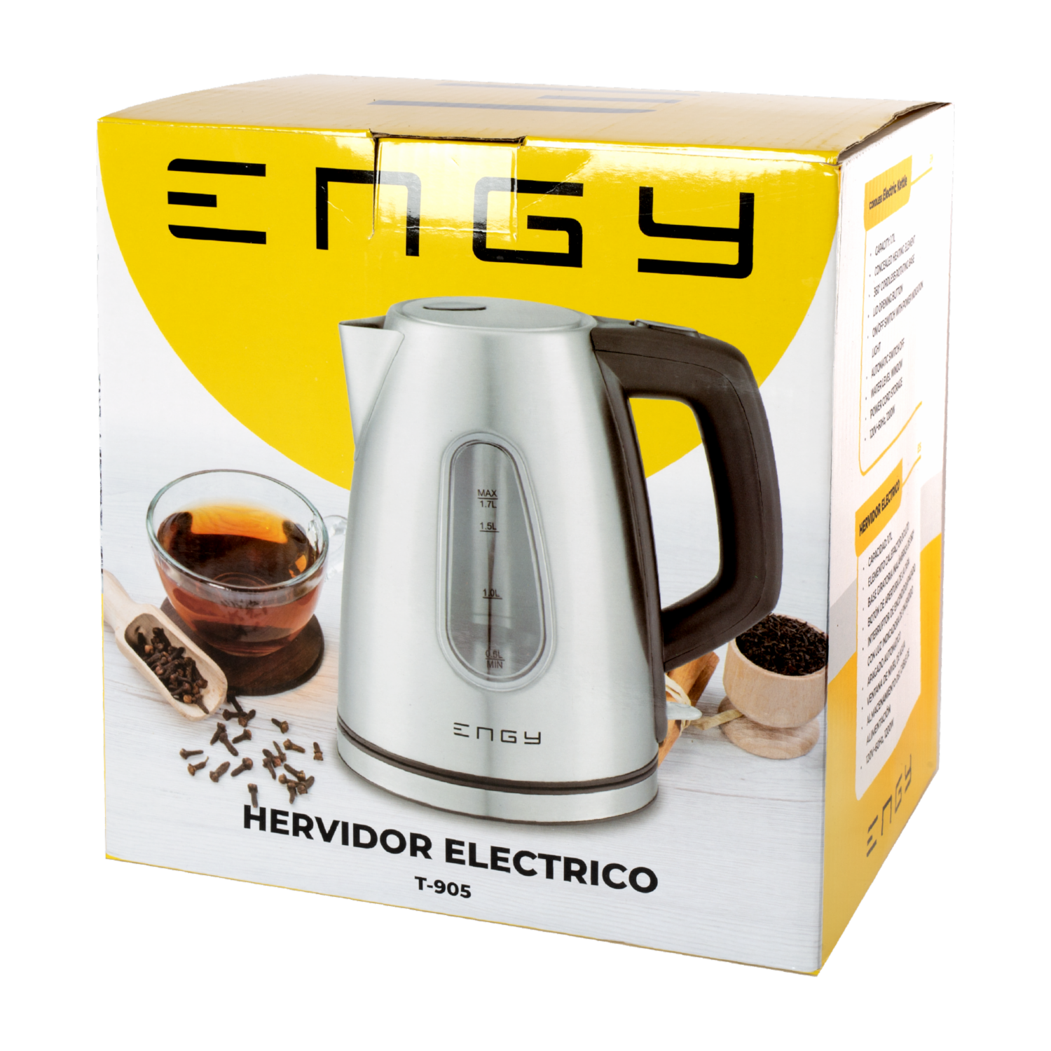 Hervidor De Agua De 1.7 Litros Modelo T-905 ENGY 1200 Watts