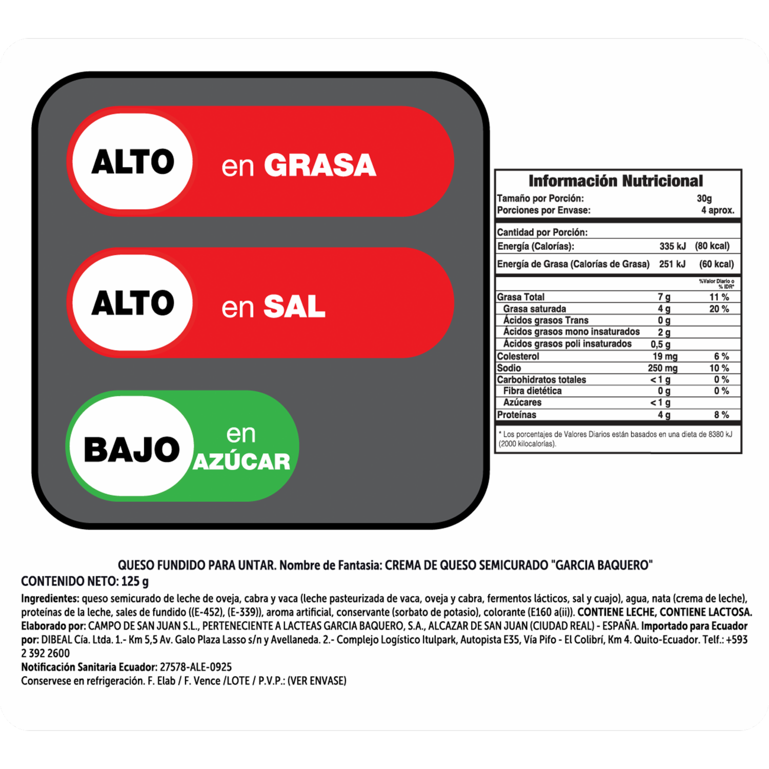 Queso Crema Semicurado GARCÍA BAQUERO 125 G