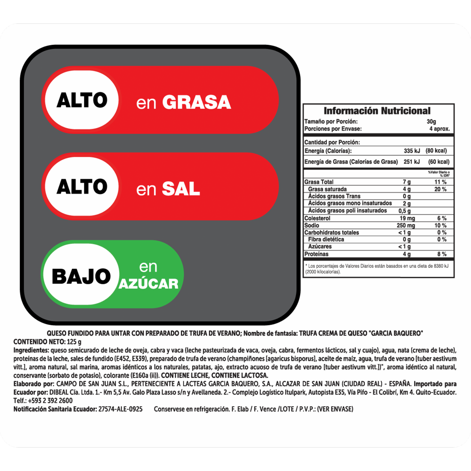 Queso Crema Semicurado Con Trufa GARCÍA BAQUERO 125 G