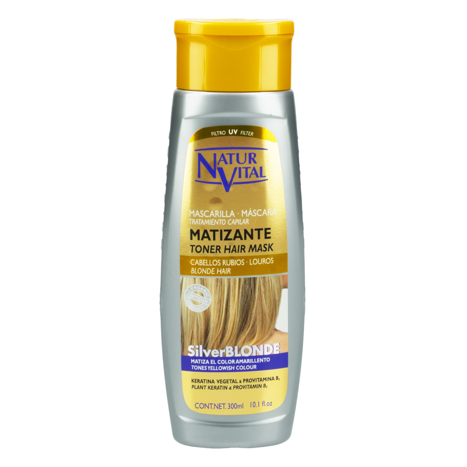 Shampoo De Cabello Masc.Matizante Cabellos Rubios Silver NATUR VITAL 300 Ml