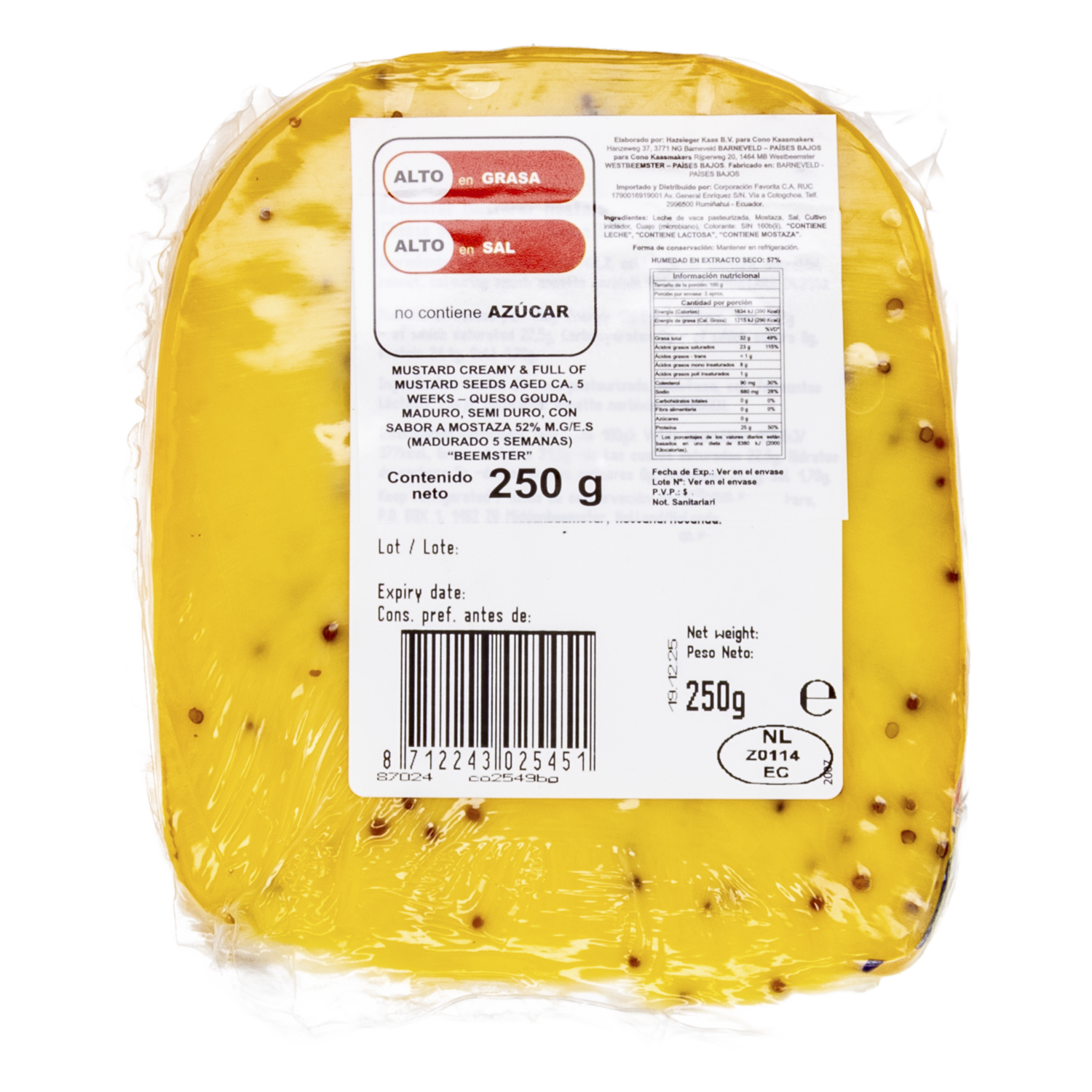 Queso Maduro Gouda Semiduro Sabor Mostaza Premium BEEMSTER 250 G