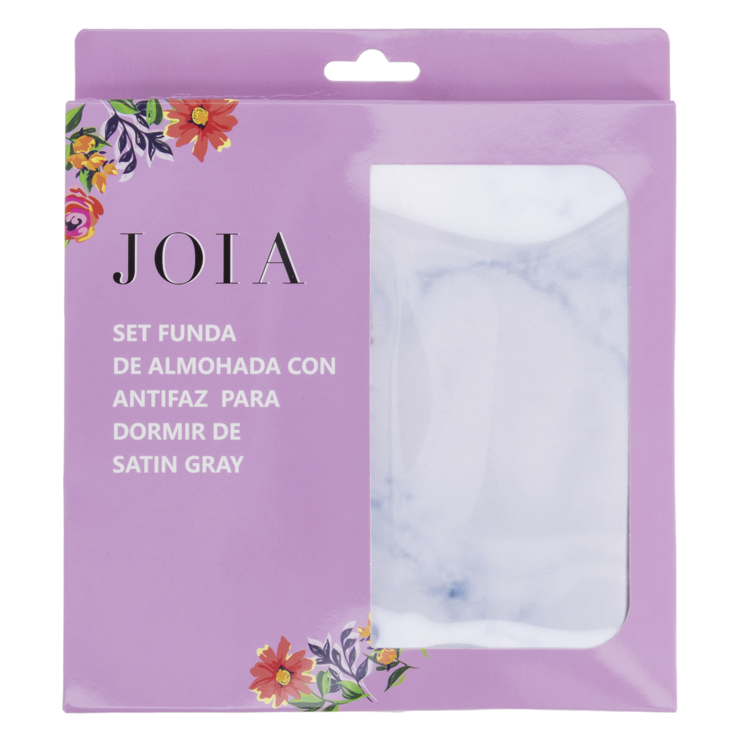 Funda De Almohada Con Antifaz Para Dormir De Satín Gris Set JOIA 2 Piezas