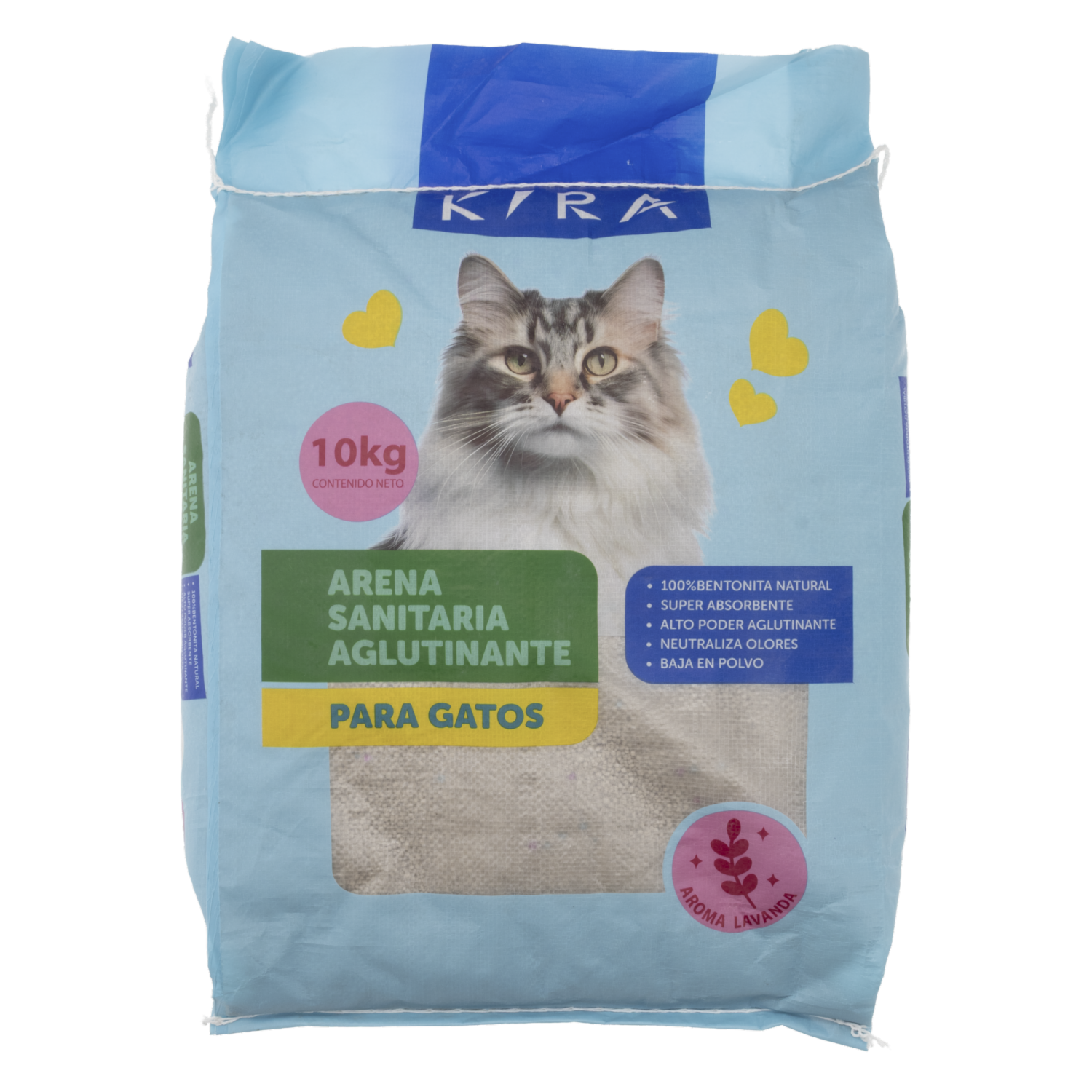 Arena Para Gato Aglutinante Aroma Lavanda KIRA 10 Kg