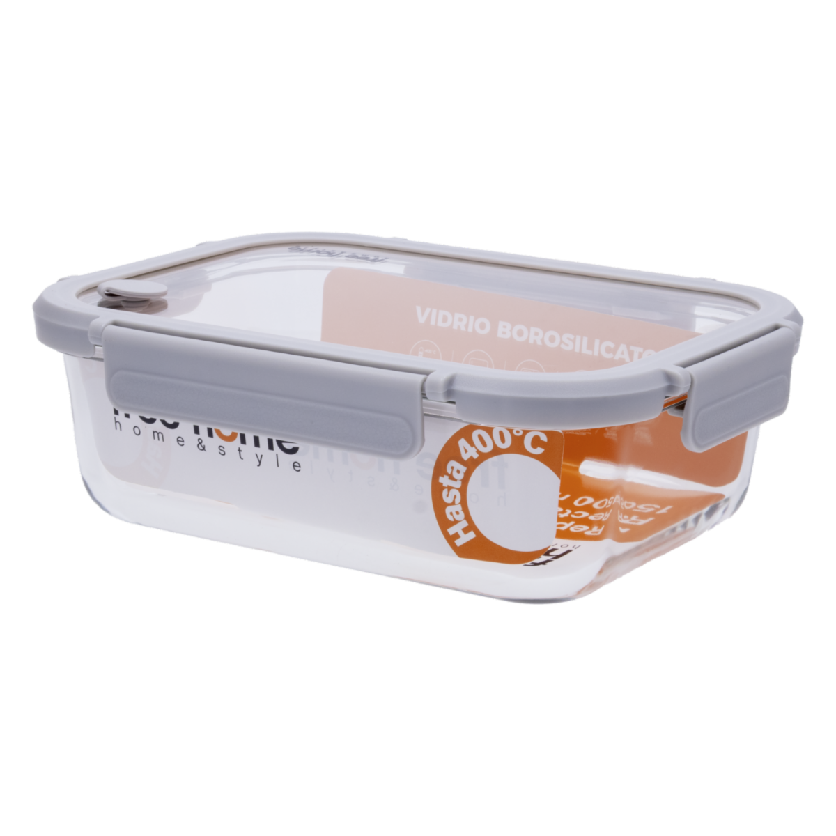 Repostero Hermético De Vidrio Rectangular Gris FREE HOME