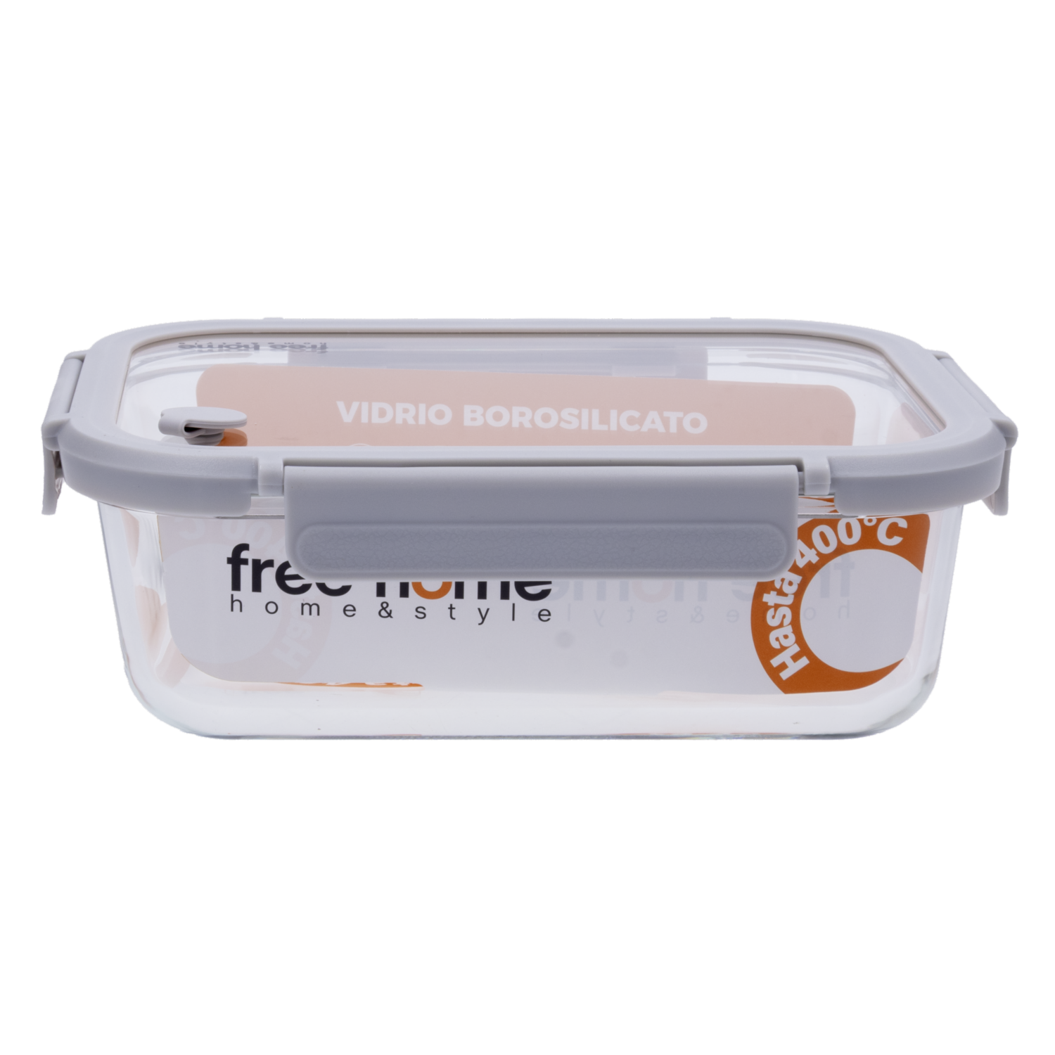 Repostero Hermético De Vidrio Rectangular Gris FREE HOME
