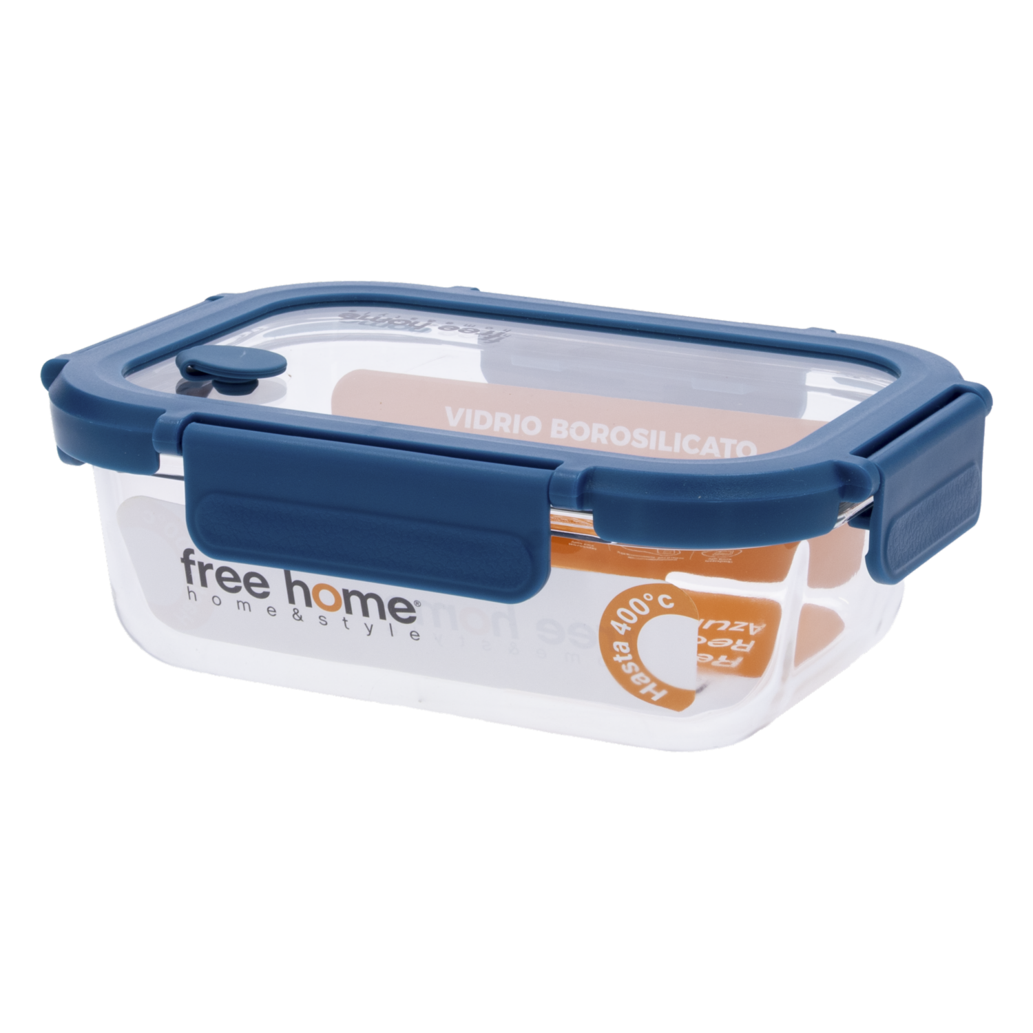 Repostero Hermético De Vidrio Rectangular Azul FREE HOME