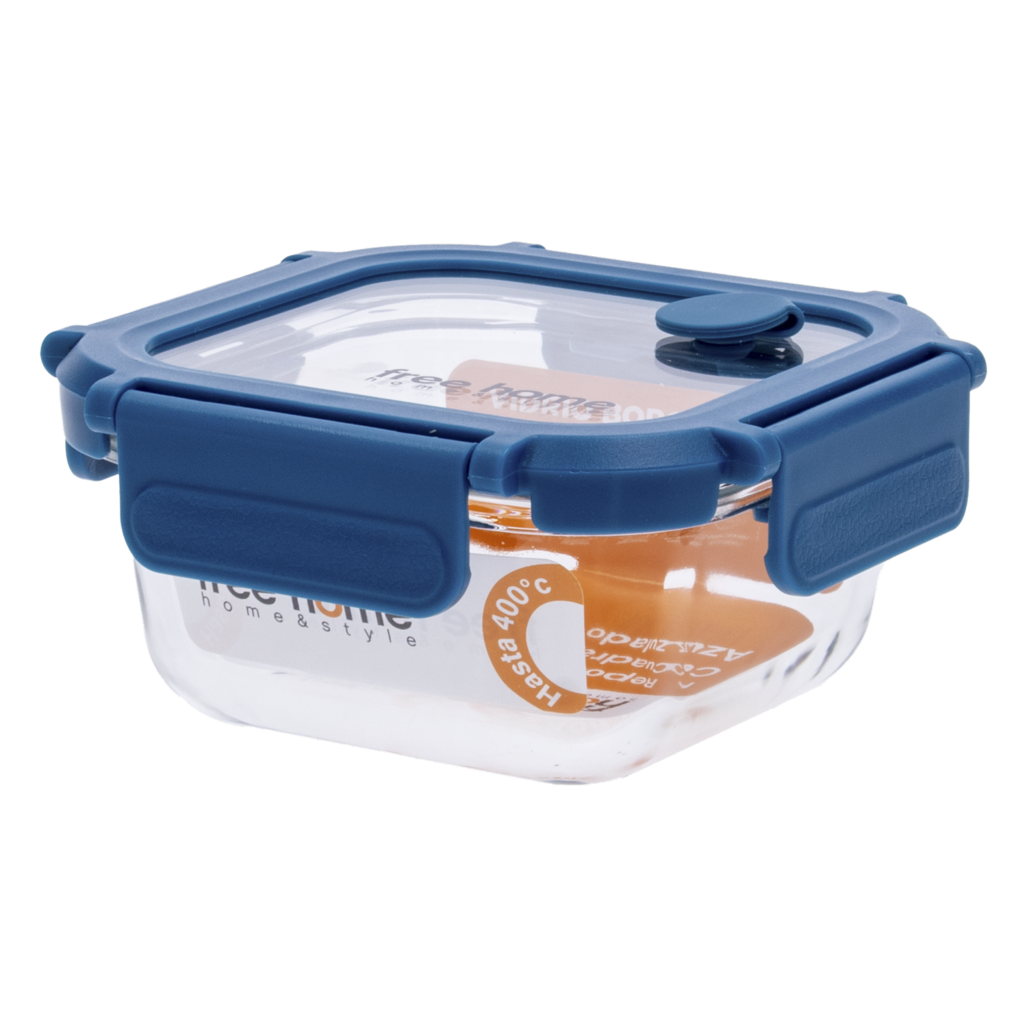 Repostero Hermético De Vidrio Cuadrado Azul FREE HOME