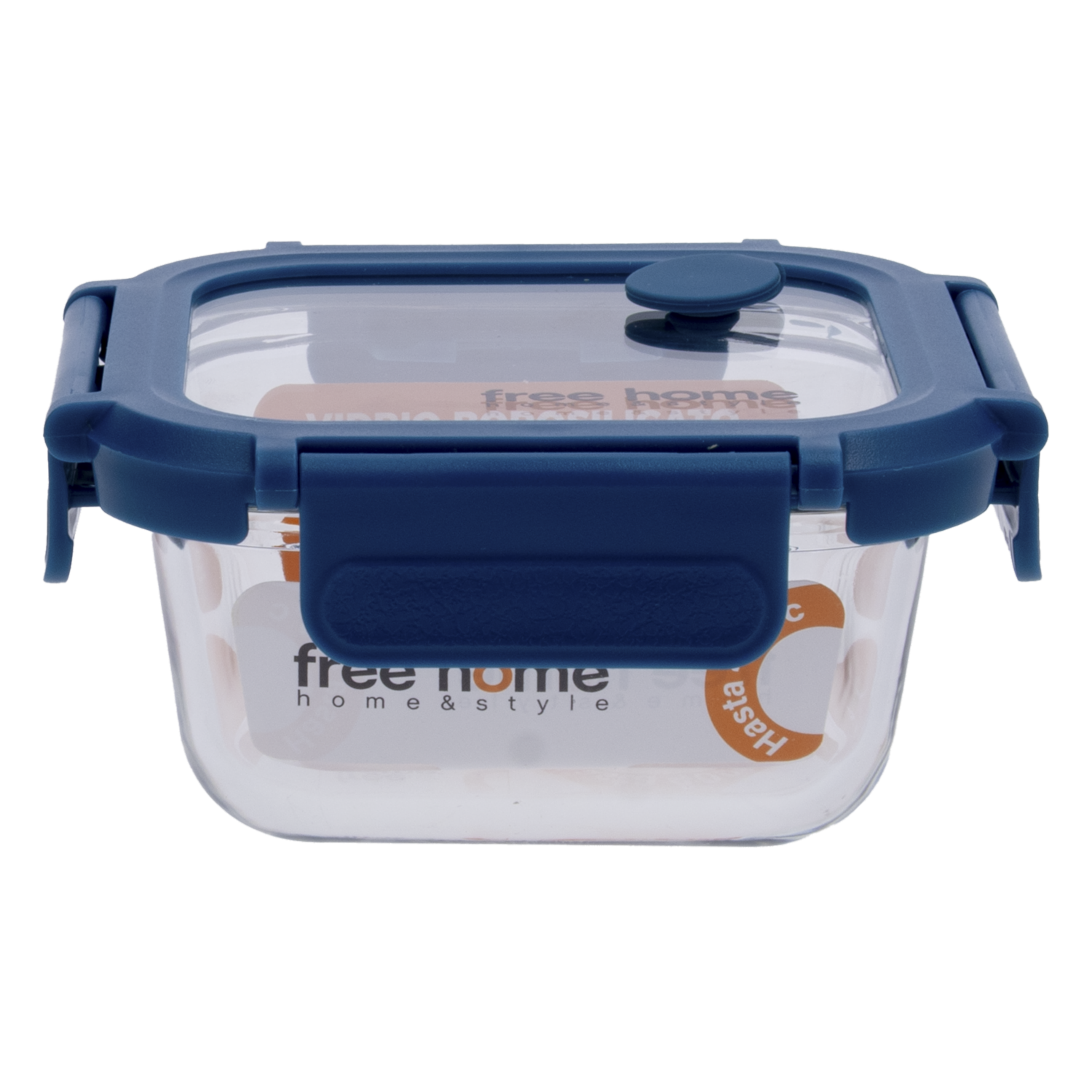 Repostero Hermético De Vidrio Cuadrado Azul FREE HOME
