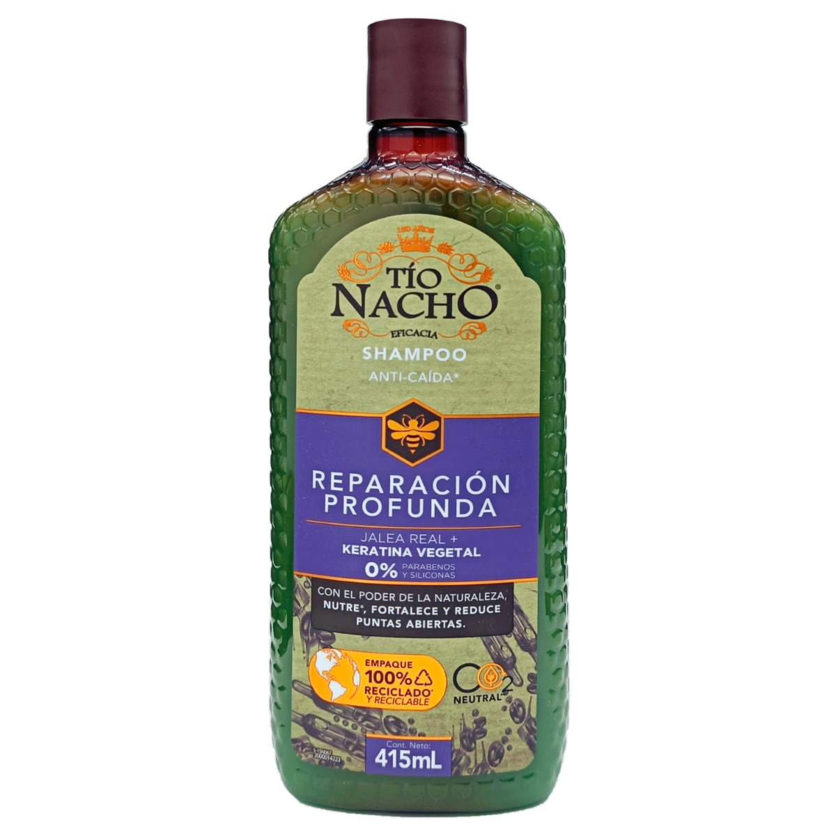 Shampoo Para Cabello Reparación Profunda Jalea Real+Keratina Vegetal 415 Ml TÍO NACHO