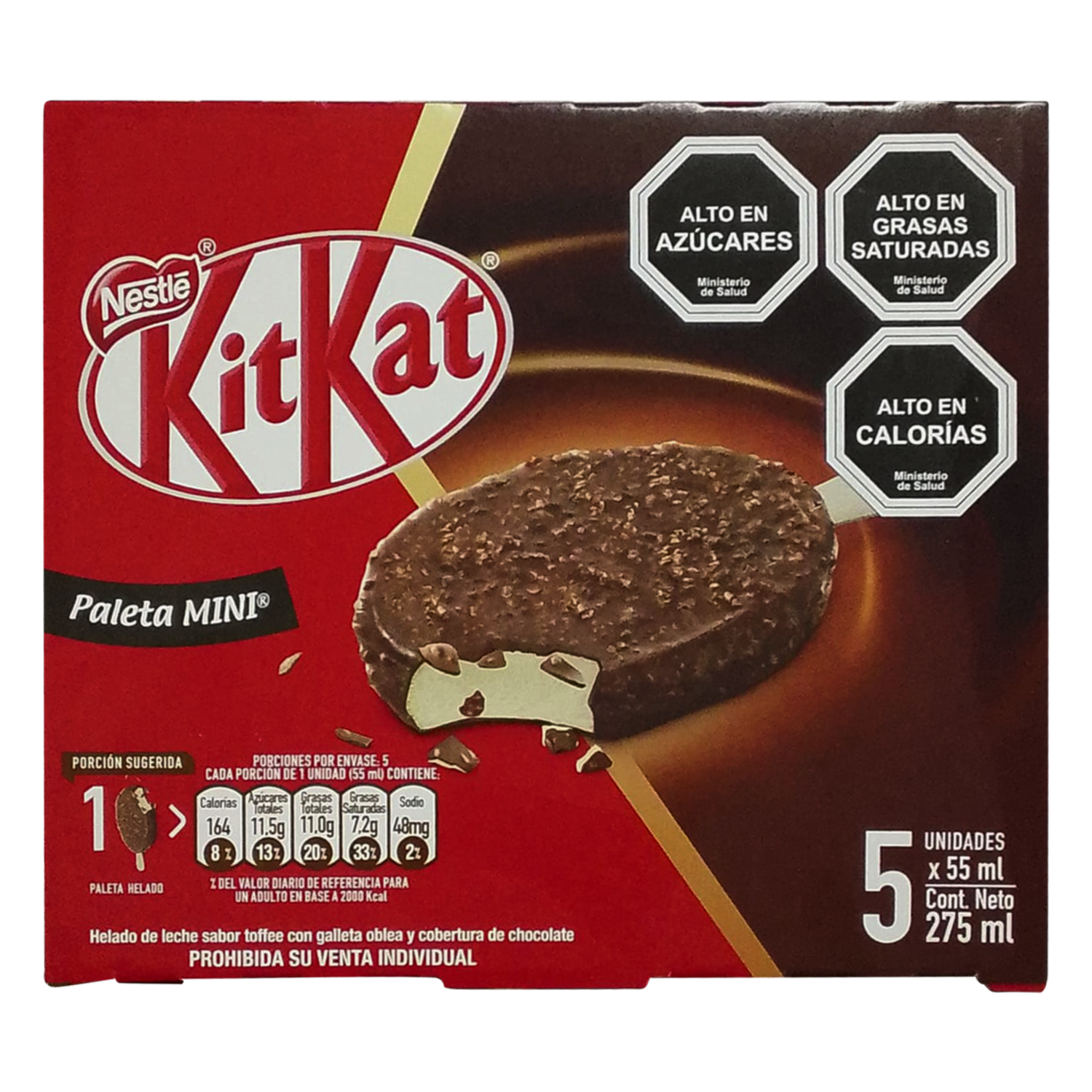 Helado Paleta Mini De Toffee Con Galleta KIT KAT 5X55 Ml