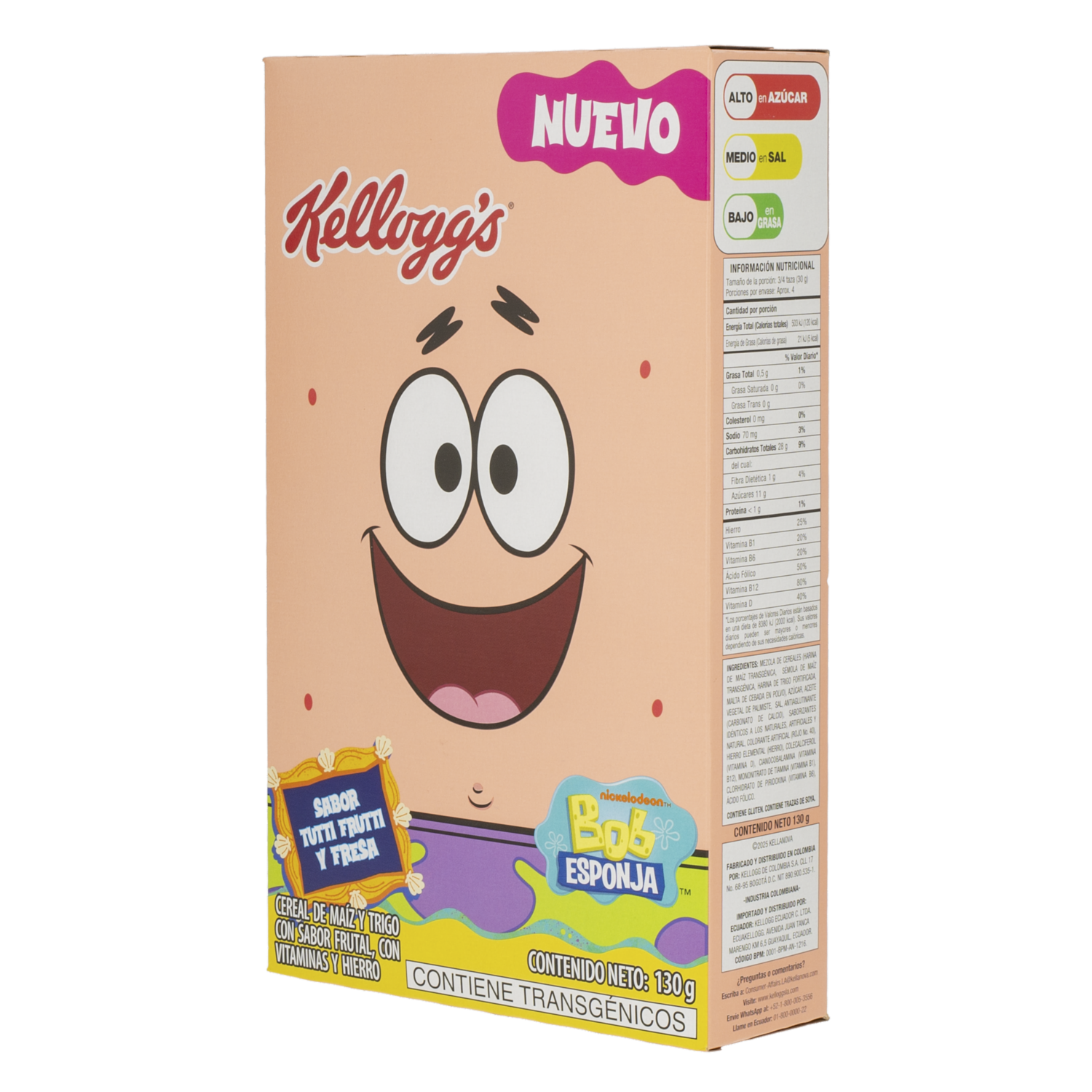 Cereal Sabor Tutti Fruti Y Fresa Patricio. KELLOGG’S 130 G