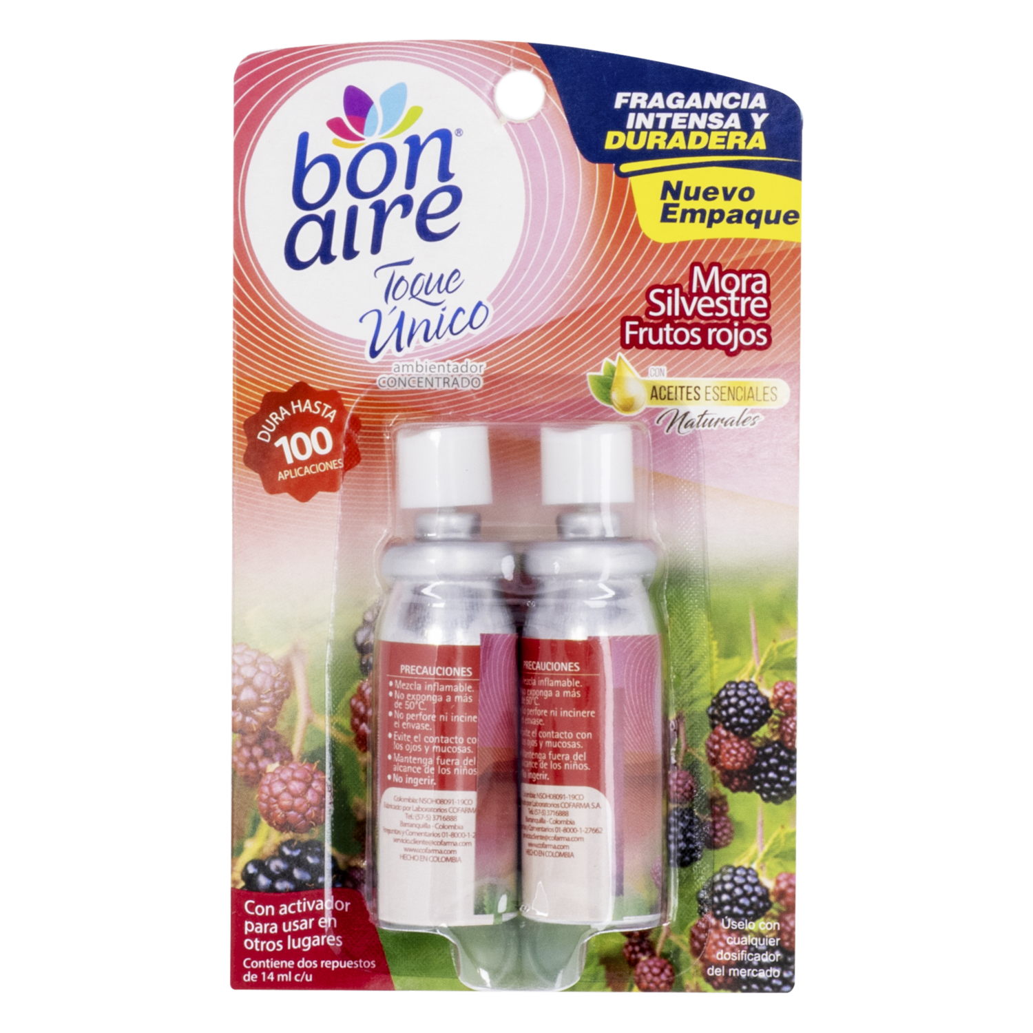Repuestos Para Ambientador Toque Único Mora Silvestre Frutos Rojos BONAIRE Pack 2 X 14 Ml
