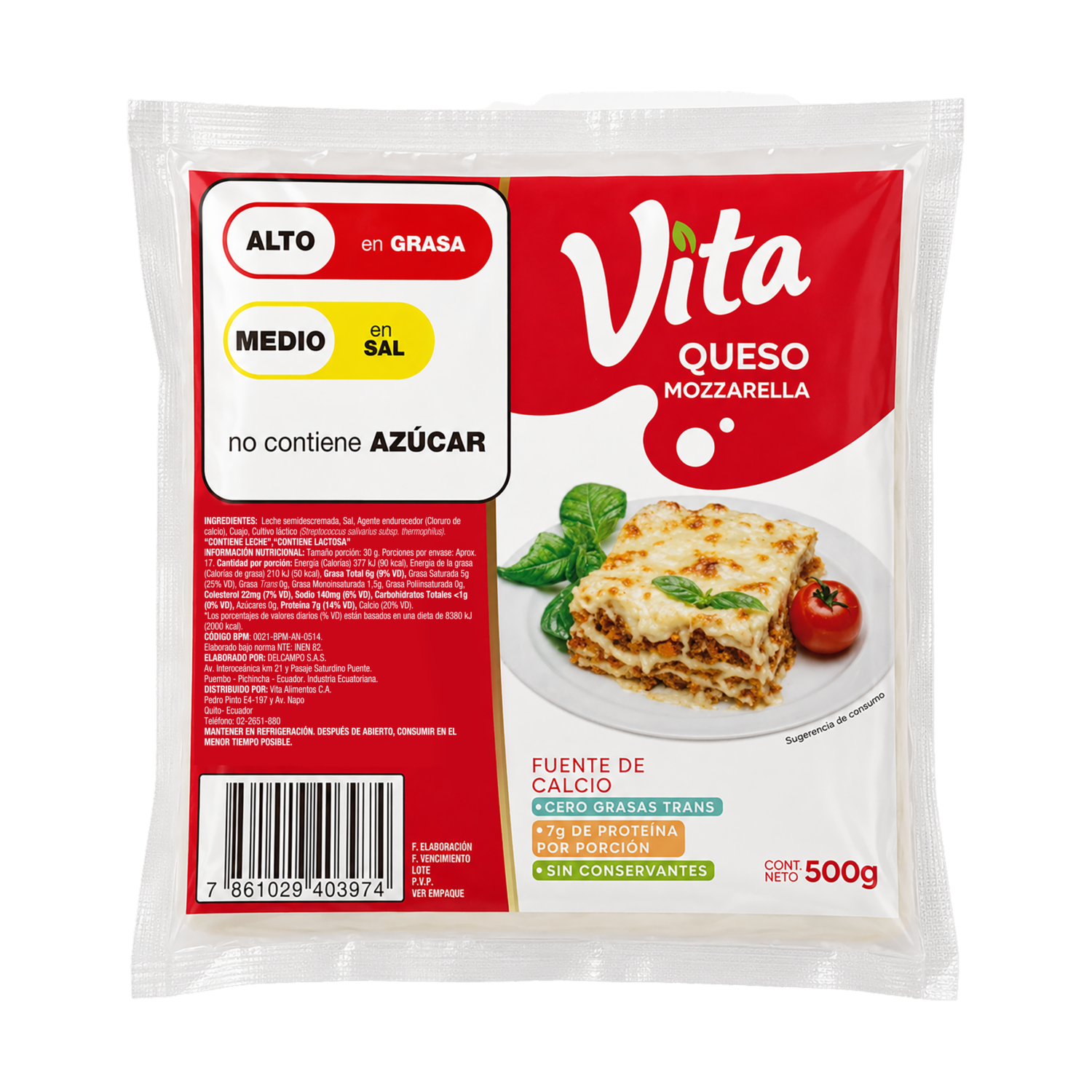 Queso Mozarella VITA 500 G