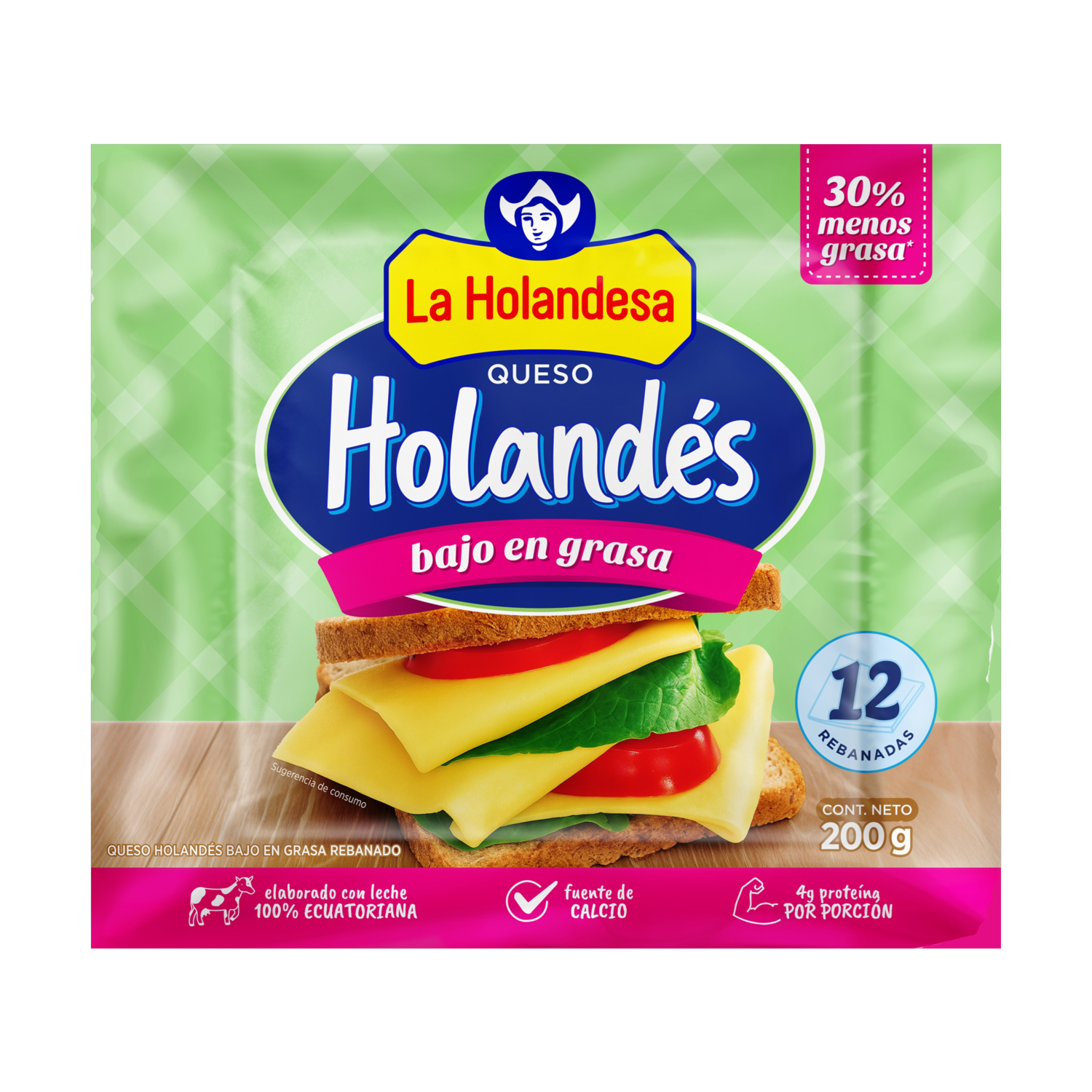 Queso Holandes Bajo En Grasa LA HOLANDESA 200 G
