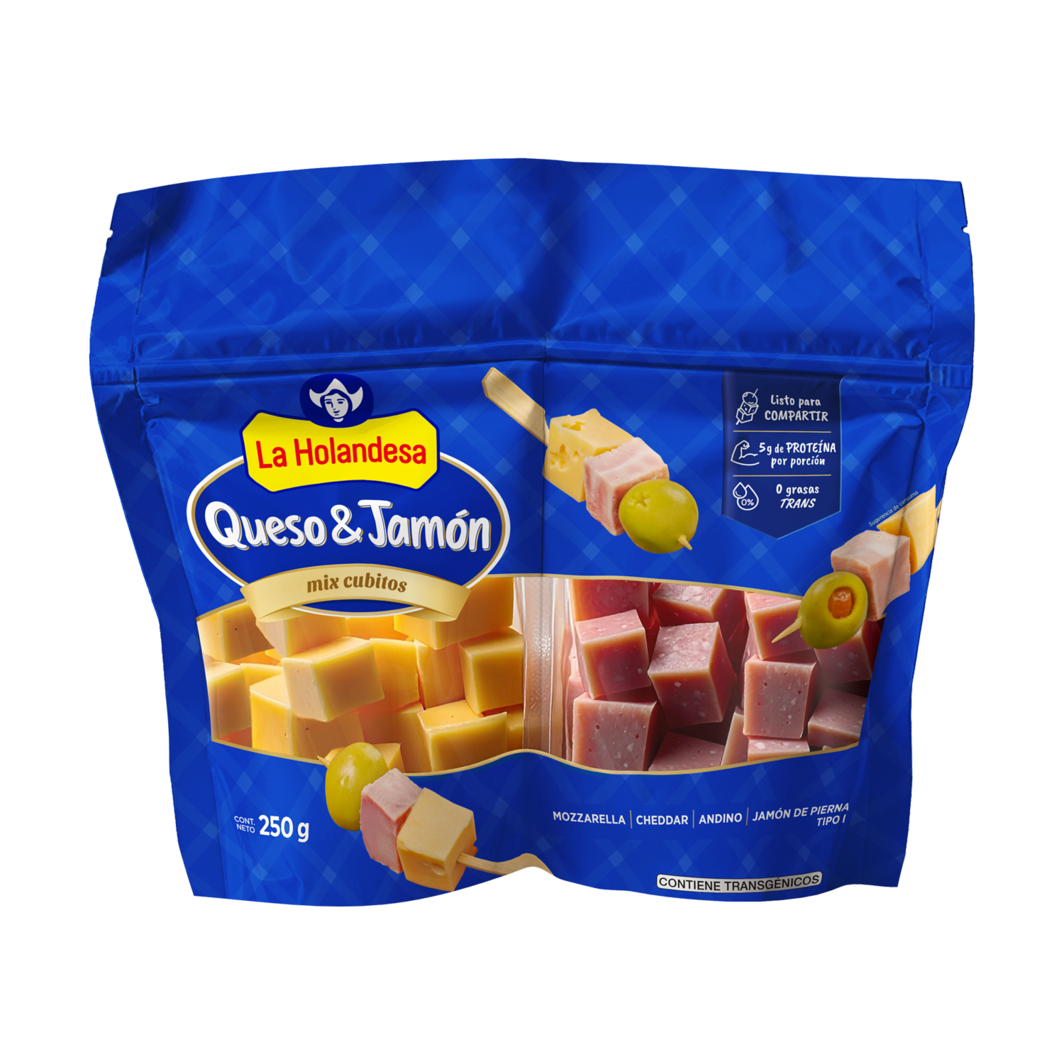 Queso Mix Cubos + Jamón LA HOLANDESA 250 G