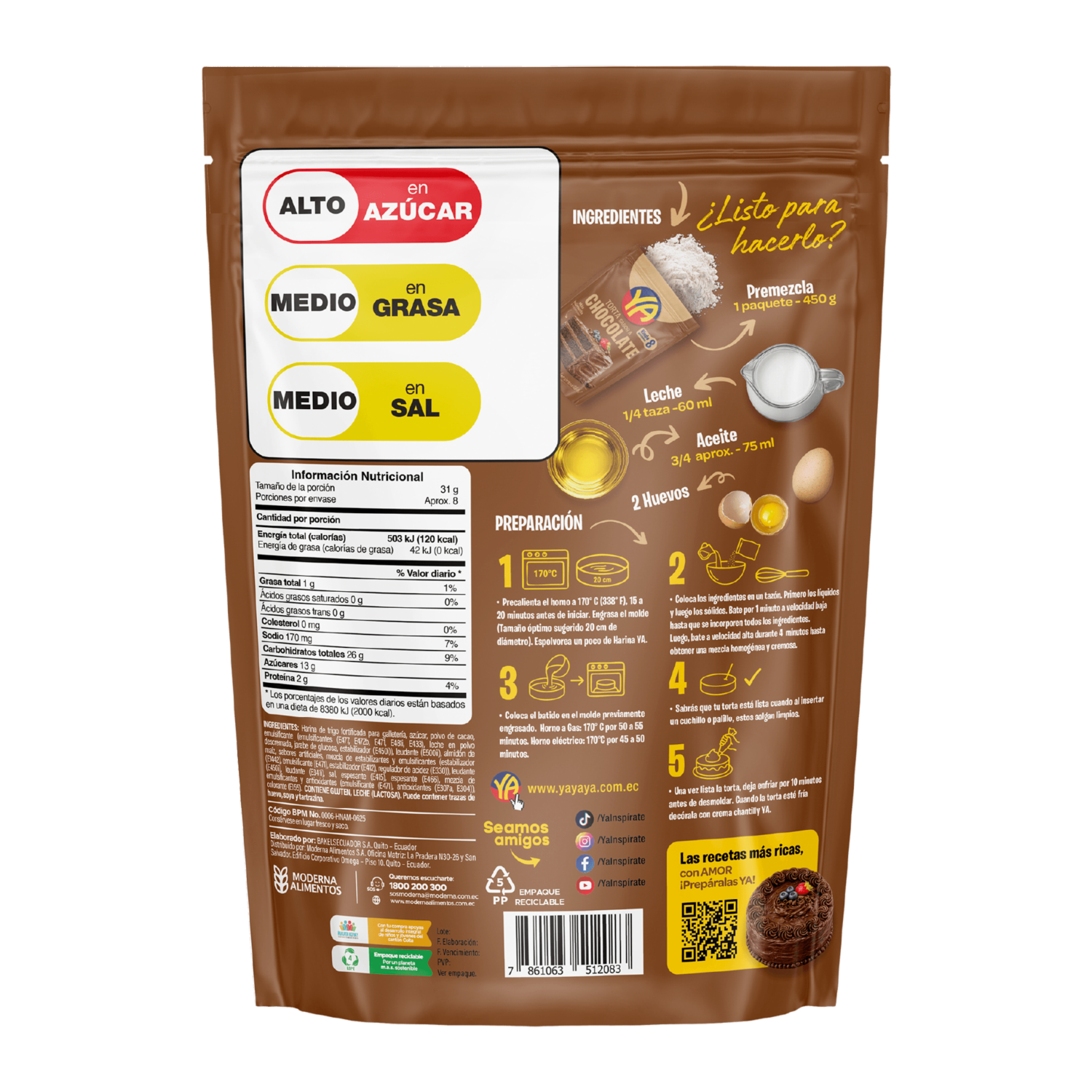 Premezcla Para Torta Mini De Chocolate YA 260 G