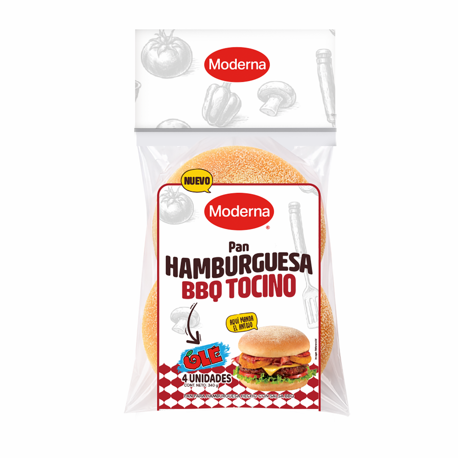 Pan Para Hamburguesa Bbq Bacon MODERNA 320 G