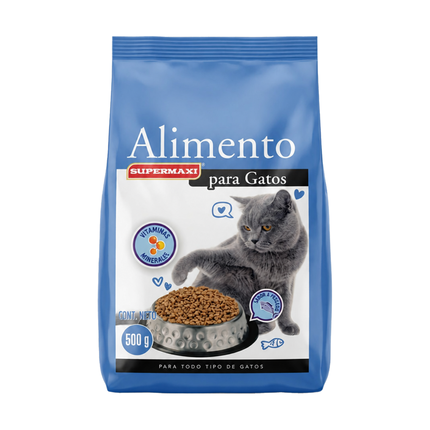 Alimento Para Gatos Adulto Sabor Pescado SUPERMAXI 500 G