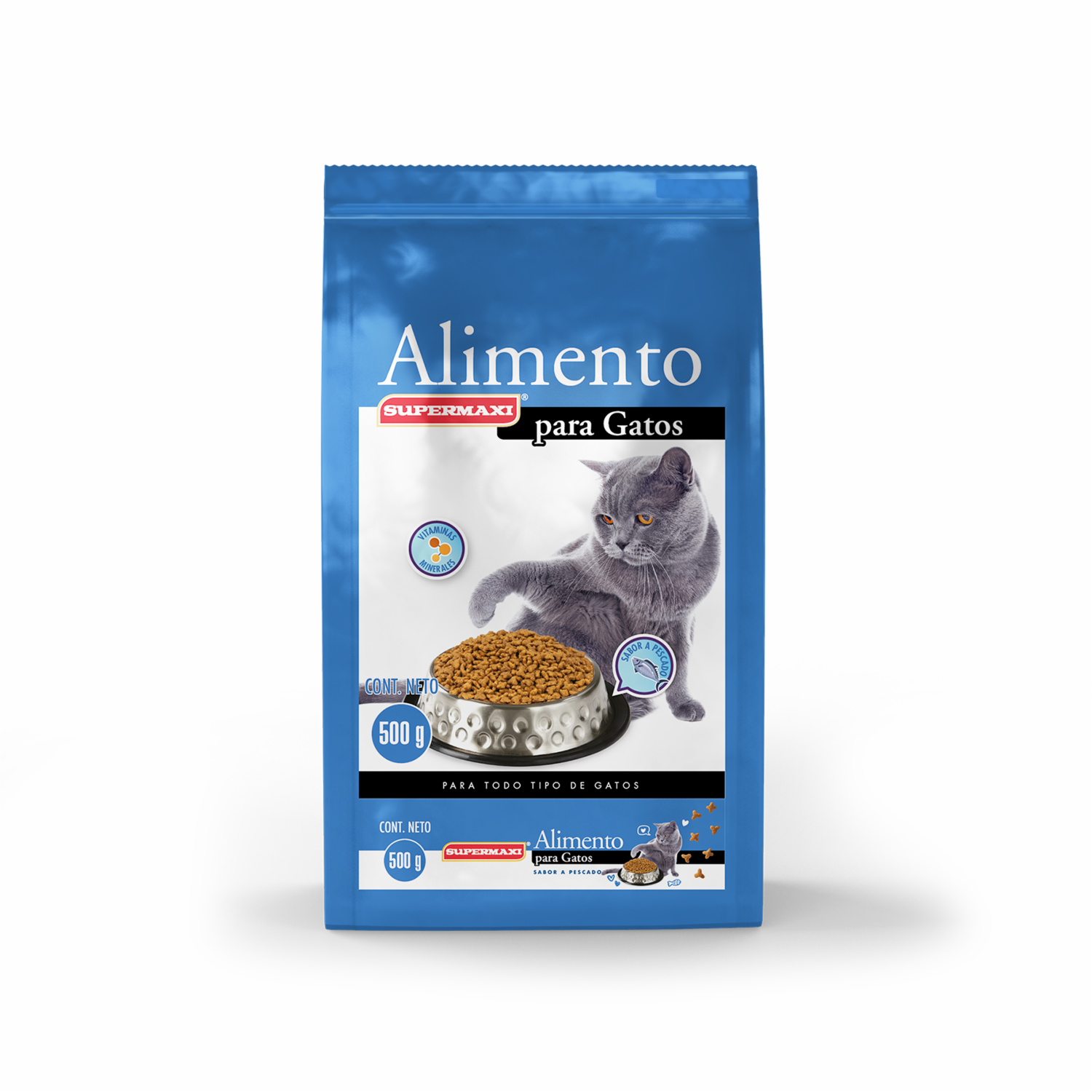 Alimento Para Gatos Adulto Sabor Pescado SUPERMAXI 500 G
