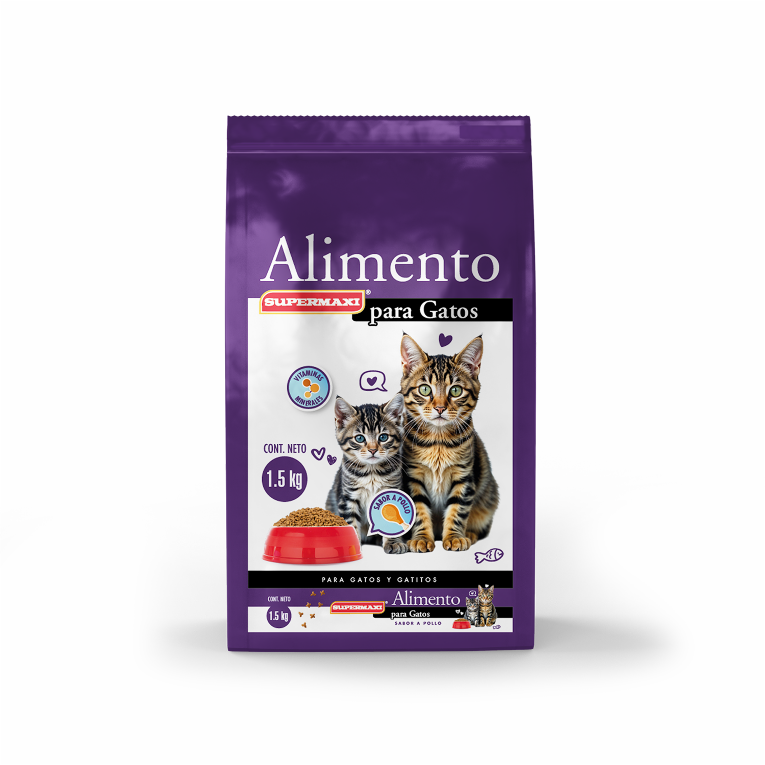 Alimento Para Gatitos Adulto Sabor A Pollo SUPERMAXI 1.50 Kg