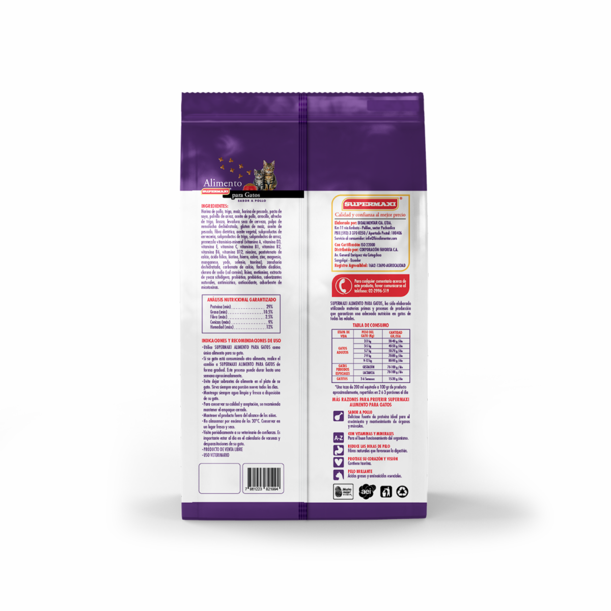 Alimento Para Gatitos Adulto Sabor A Pollo SUPERMAXI 1.50 Kg