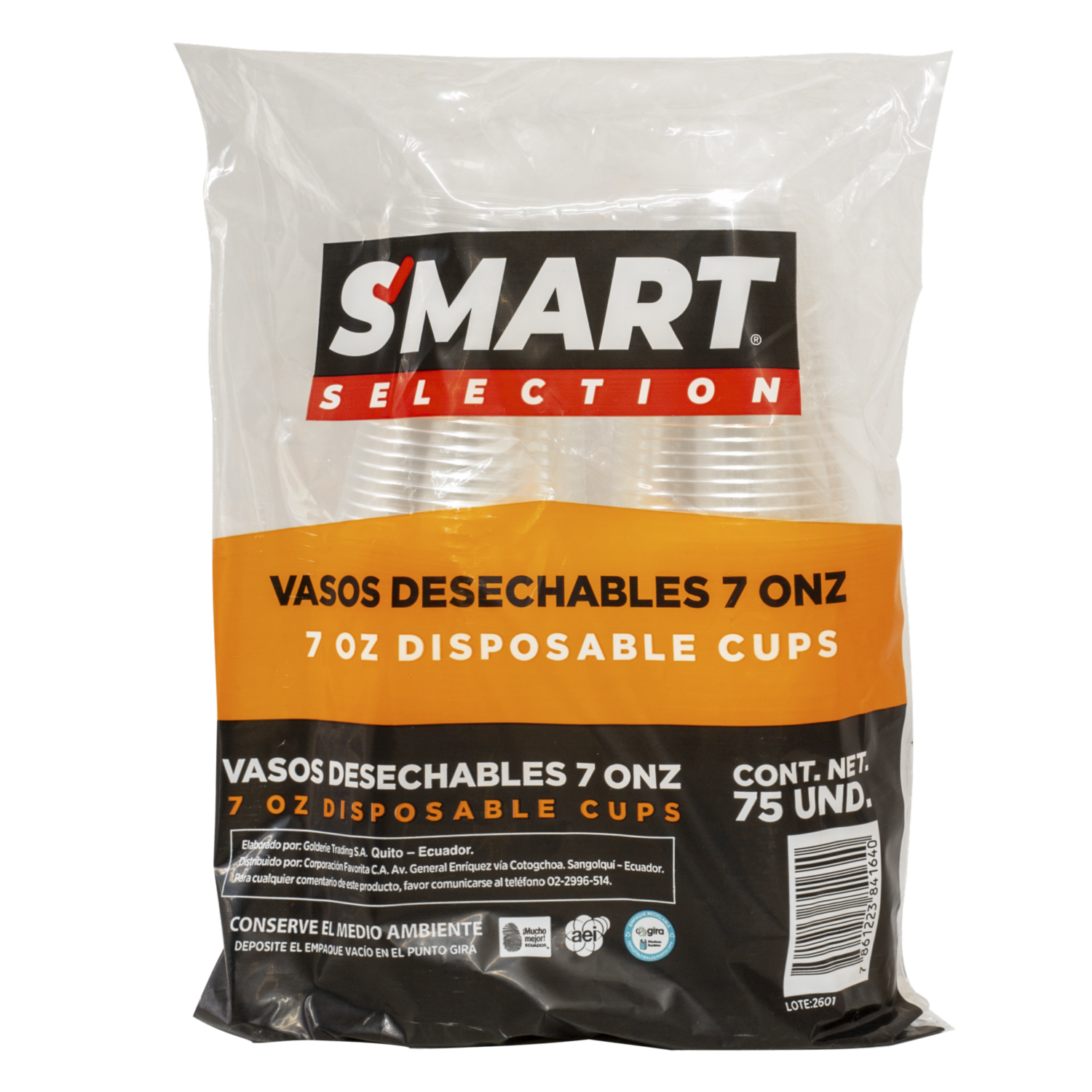 Vaso Desechable SMART SELECTION 75Uds X 7 Onz