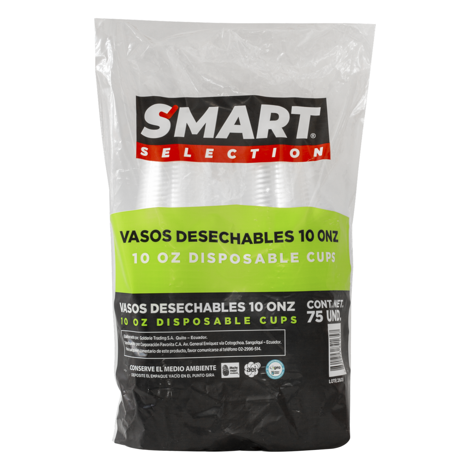 Vaso Desechable SMART SELECTION 75Uds X 10 Onz